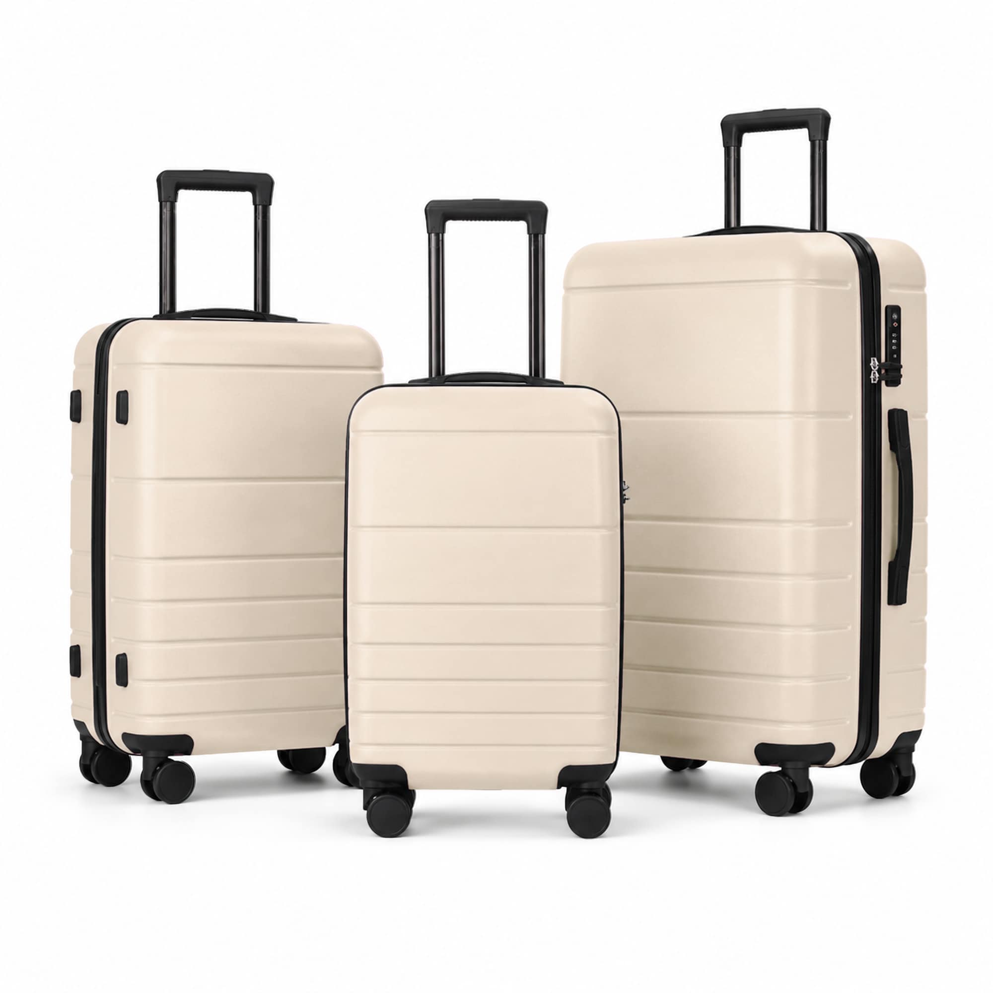 3-Piece ABS Hardshell Luggage Set, Lightweight Durable Suitcases with 4 Silent Spinner Wheels, TSA Lock & Scratch-Resistant Surface, 20