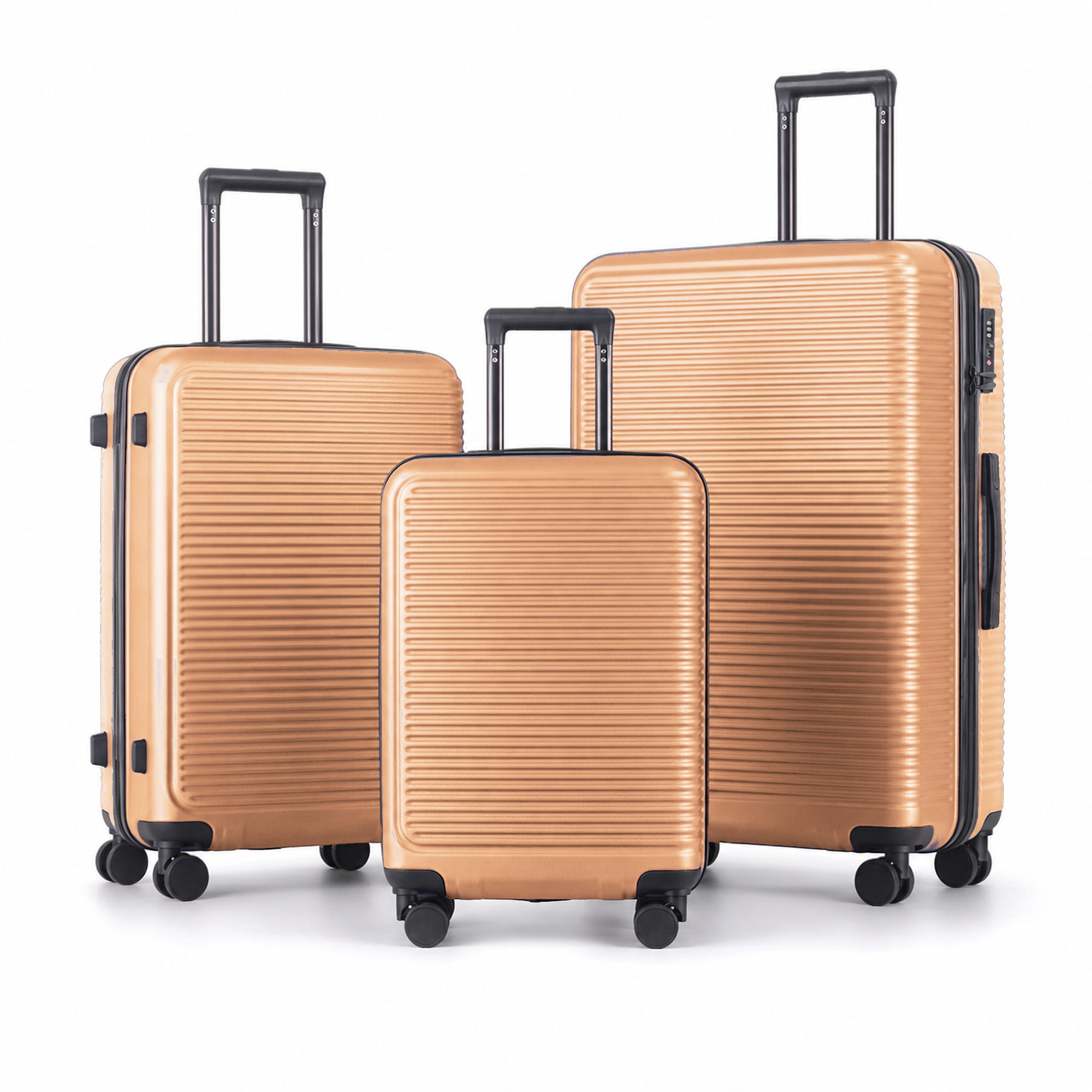 3-Piece ABS Hardshell Luggage Set, Lightweight Durable Suitcases with 4 Silent Spinner Wheels, TSA Lock & Scratch-Resistant Surface, 20