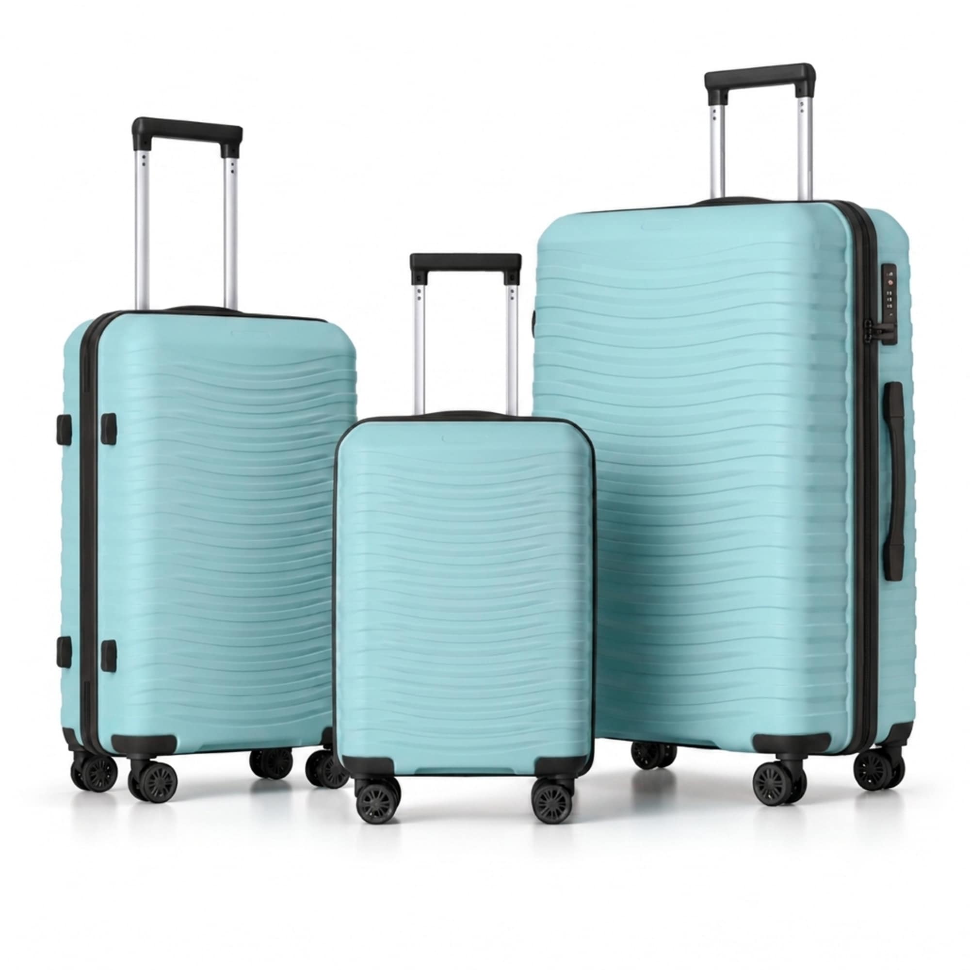 3-Piece PP Hardshell Luggage Set, Lightweight Durable Suitcases with 4 Silent Spinner Wheels, TSA Lock & Scratch-Resistant Surface, 20