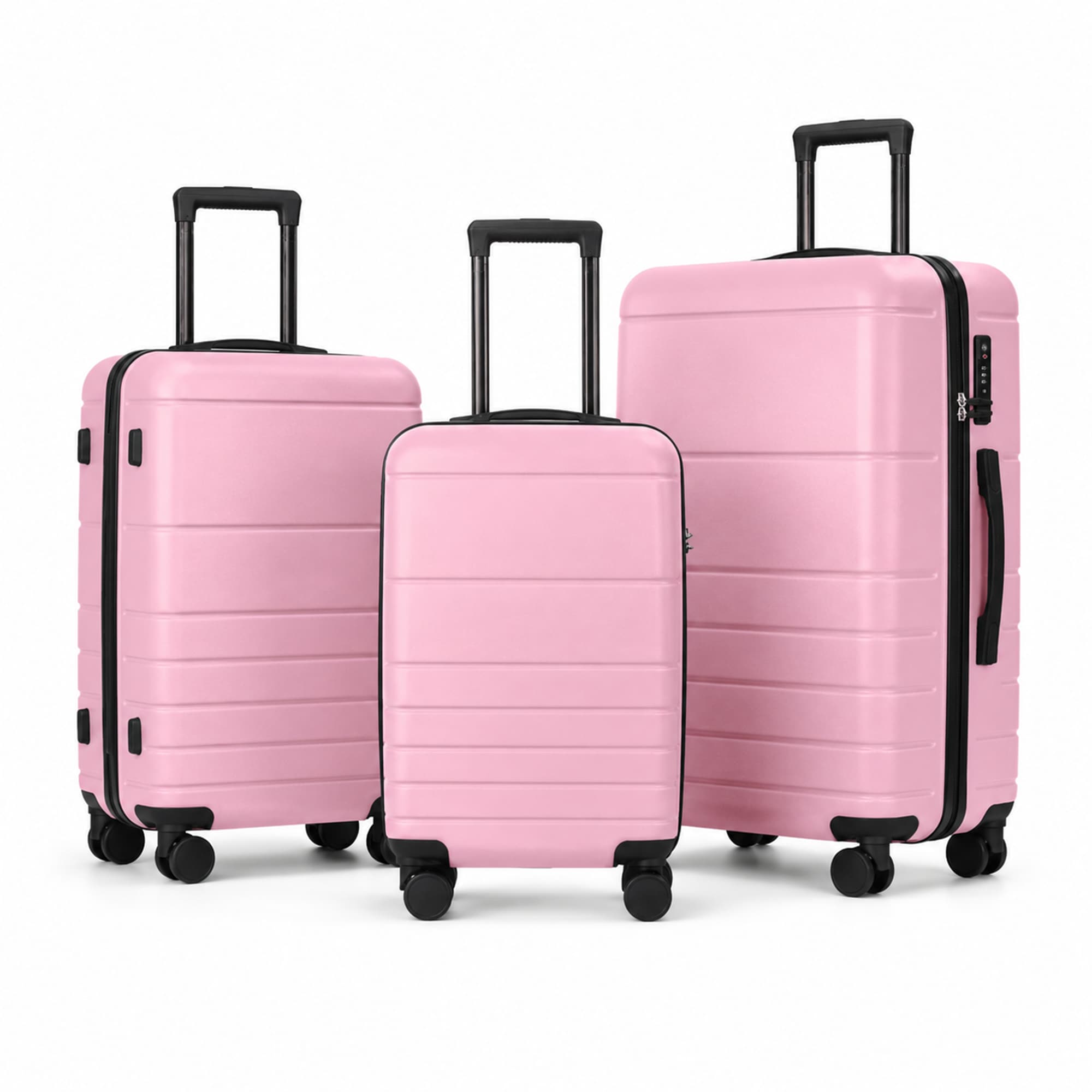 3-Piece ABS Hardshell Luggage Set, Lightweight Durable Suitcases with 4 Silent Spinner Wheels, TSA Lock & Scratch-Resistant Surface, 20
