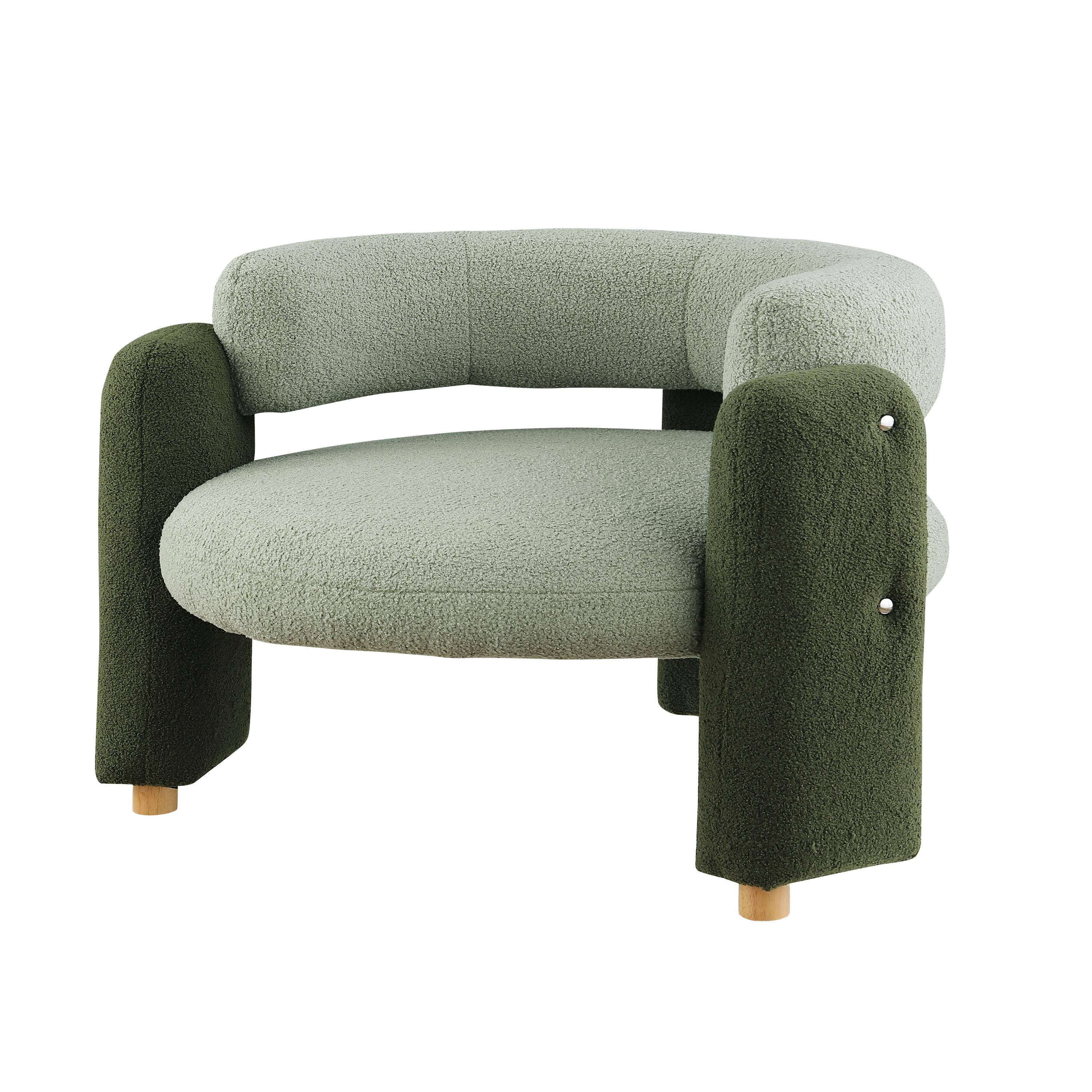 Round Accent 椅 with Curved Backrest, Mid Century 现代 Upholstered Comfy Occasional