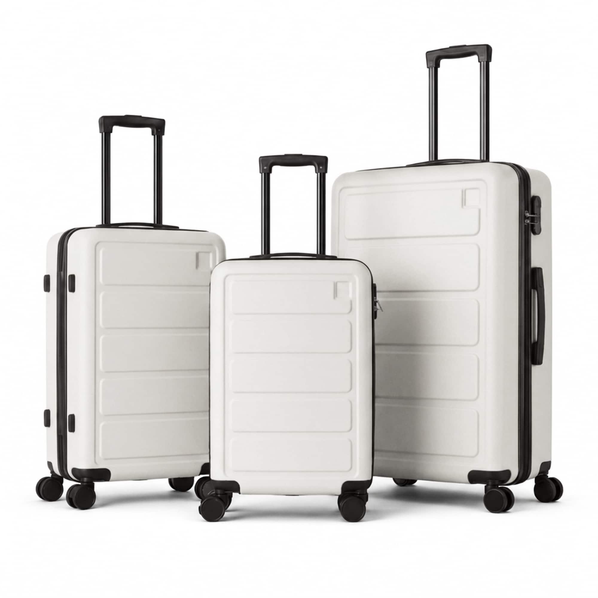 3-Piece ABS Hardshell Luggage Set, Lightweight Durable Suitcases with 4 Silent Spinner Wheels & Combination Lock, 20