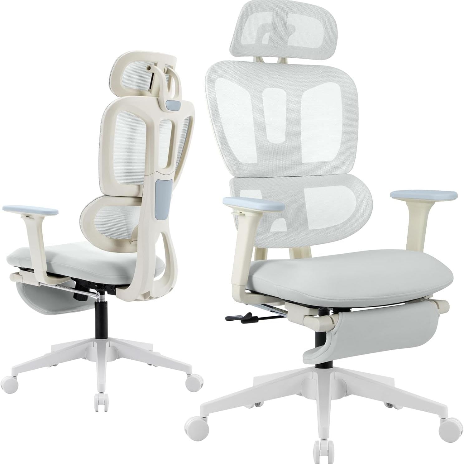 Ergonomic Office Chair with Footrest, High-back Computer Chair with Dynamic Lumbar Support, 2D Headrest & 4D Armrests, Sponge Cushion & Mesh Back, Hom