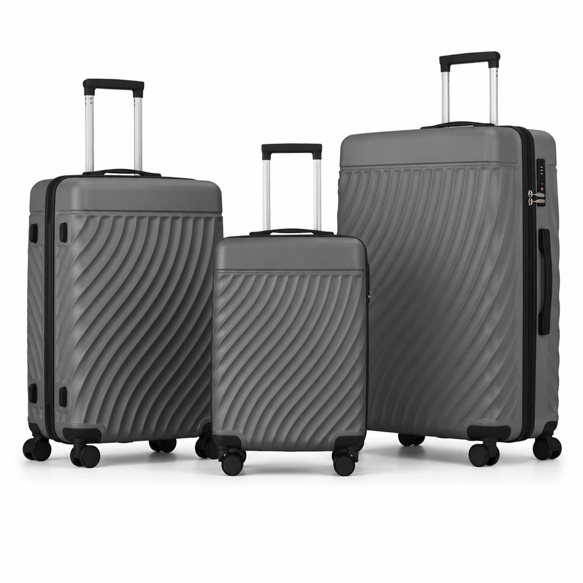 3-Piece ABS Hardshell Luggage Set, Lightweight Durable Suitcases with 4 Silent Spinner Wheels, TSA Lock & Scratch-Resistant Surface, 20