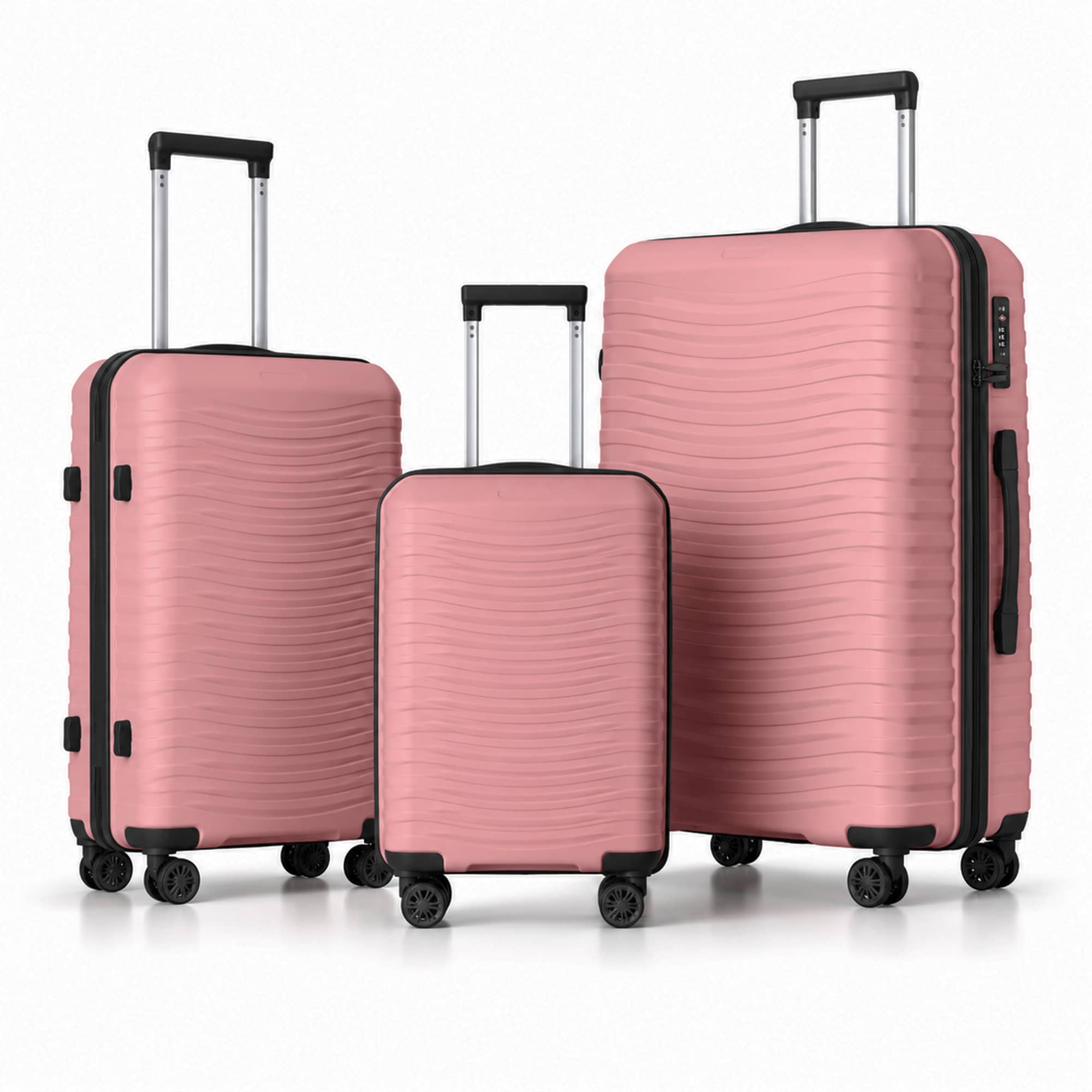 3-Piece PP Hardshell Luggage Set, Lightweight Durable Suitcases with 4 Silent Spinner Wheels, TSA Lock & Scratch-Resistant Surface, 20
