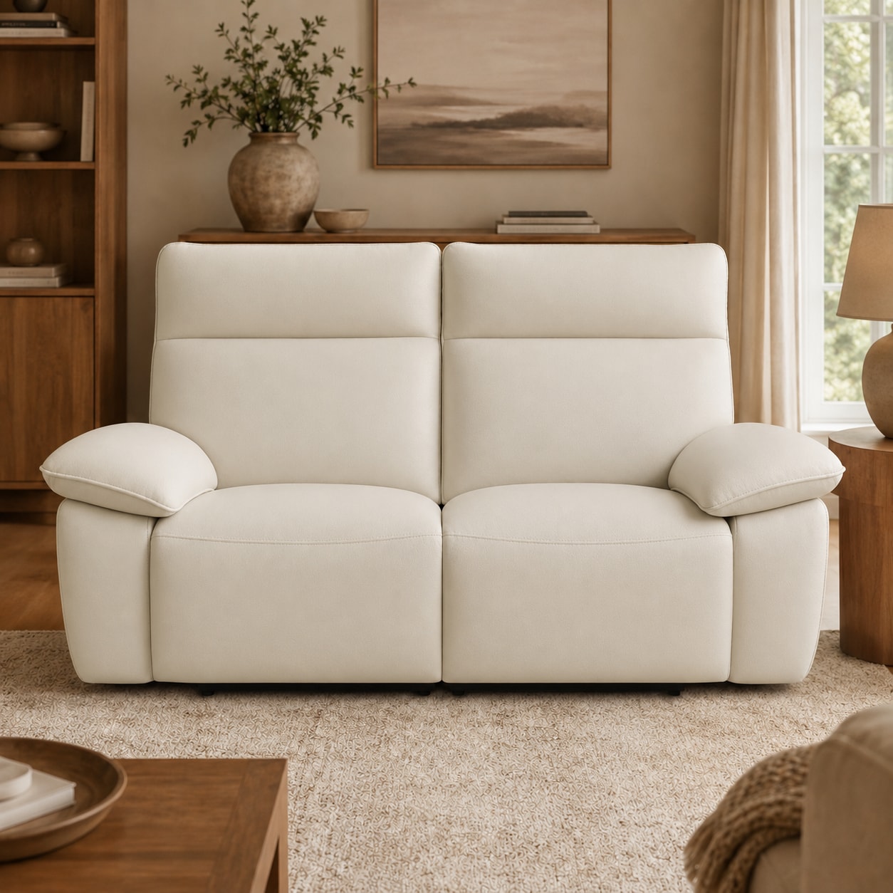 Double Reclining Chairs for Adults, Wall Hugger Recliners for Small Spaces, Love Seat Couches Sofa Reclinable for Living Room, Home Theater Seating, Beige