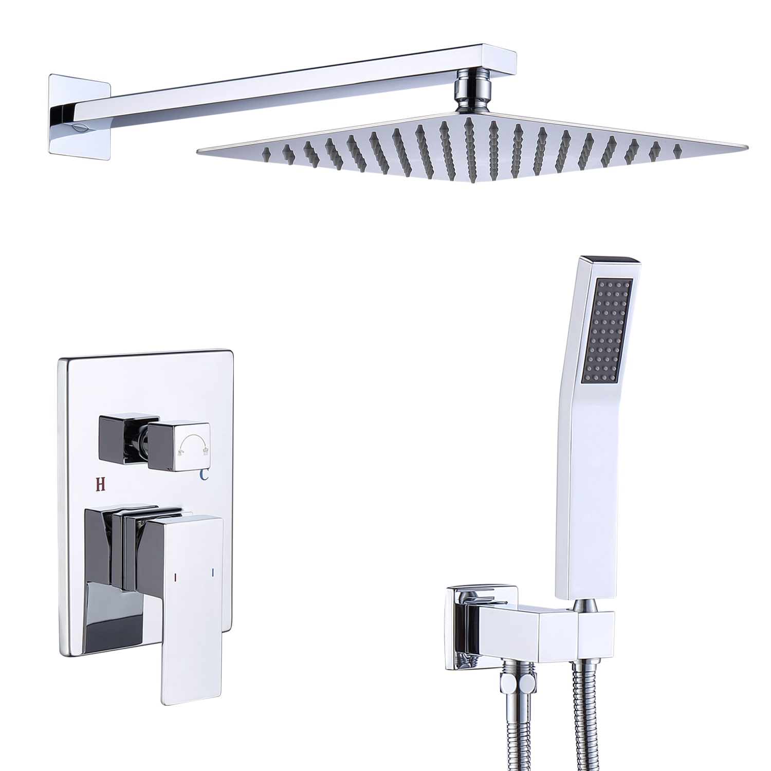 Shower System Shower Faucet Combo Set Wall Mounted with 12