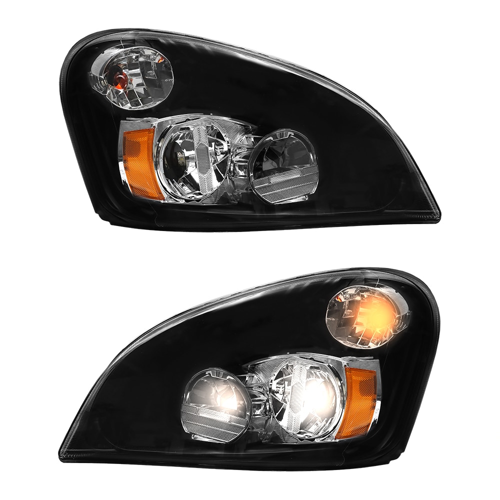 Headlight Assembly Compatible with 2008-2017 Freightliner Cascadia, LED Headlamps Assembly Black Interior Clear Lens Left Driver and Right Passenger S