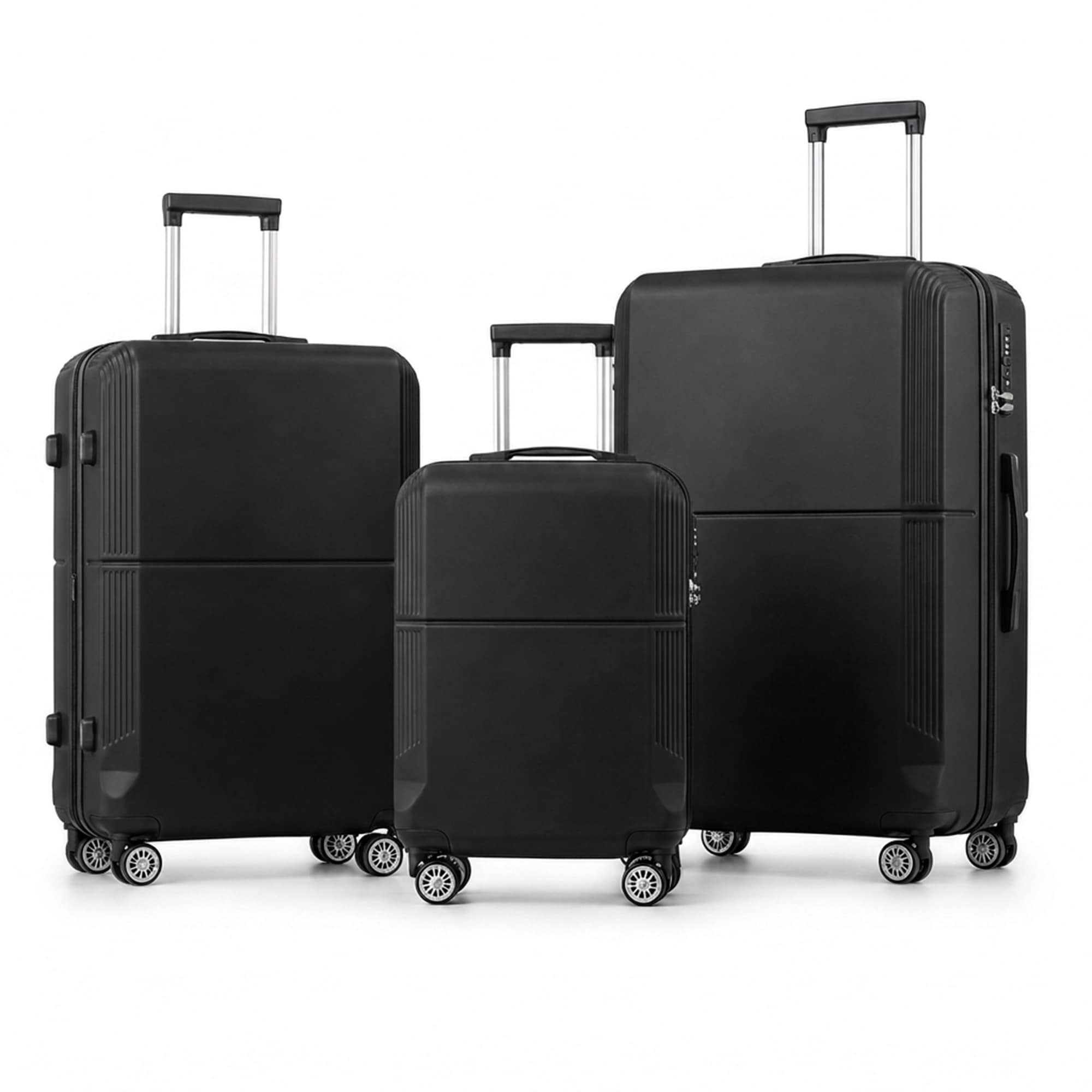 3-Piece ABS Hardshell Luggage Set, Lightweight Durable Suitcases with 4 Silent Spinner Wheels, TSA Lock & Scratch-Resistant Surface, 20
