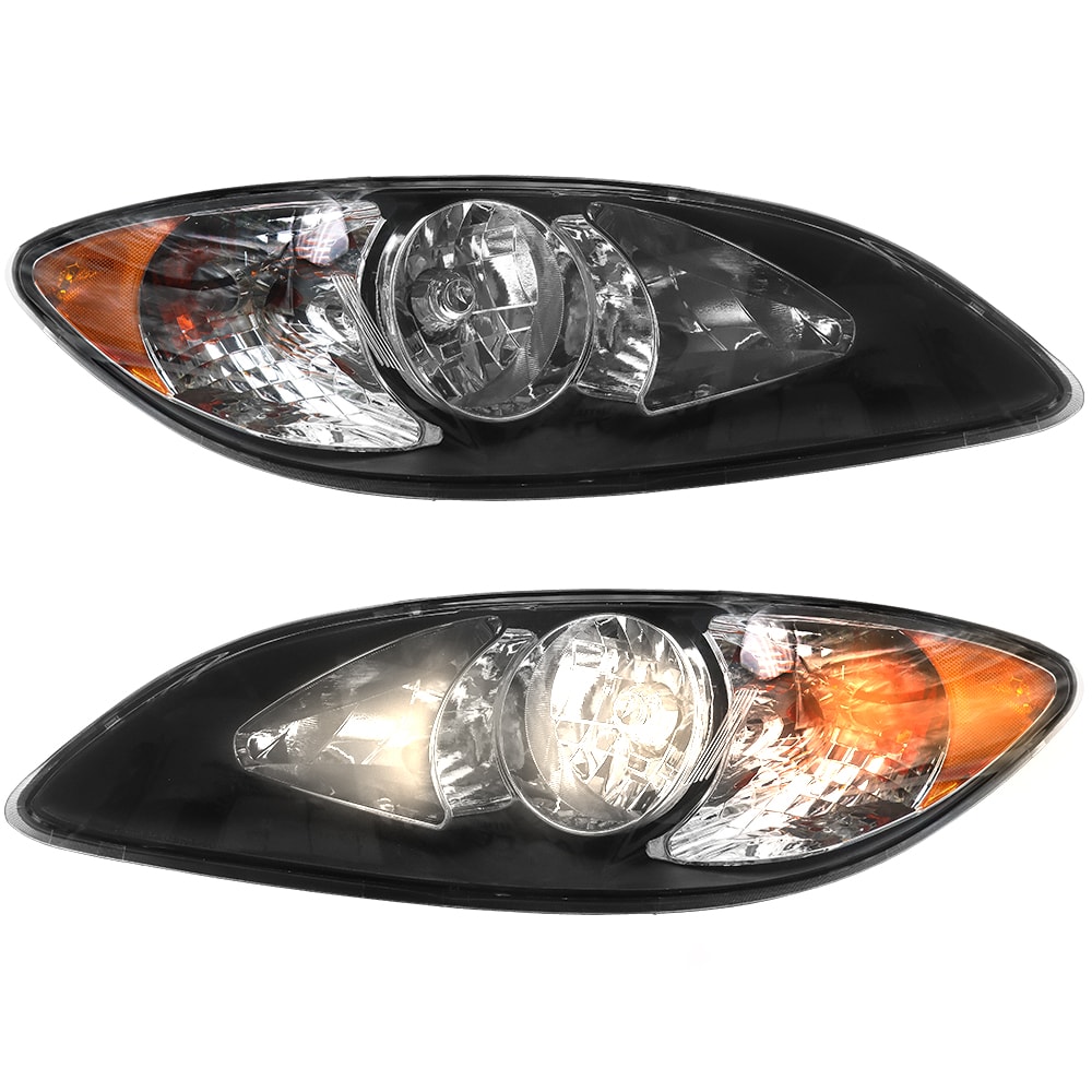 Headlights Assembly Fit for 2008-2016 International ProStar,Halogen Headlamps Assembly, Driver and Passenger Side(Black)