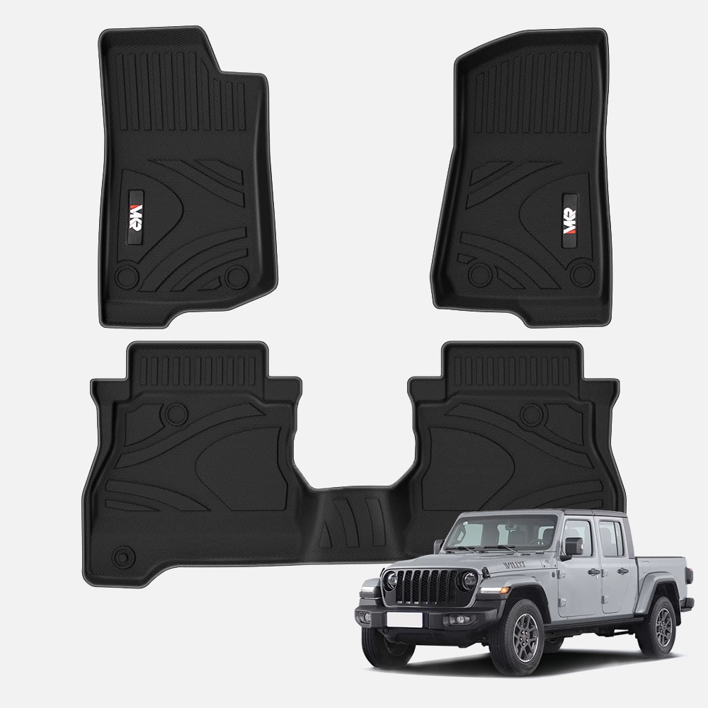 3PCS Car floor mats trunk mat compatible with Wrangler JT 3D TPE foot covers all-weather car accessories