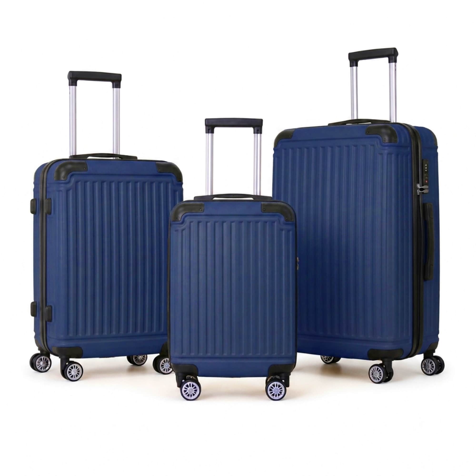 3-Piece ABS Hardshell Luggage Set, Lightweight Durable Suitcases with 4 Silent Spinner Wheels, TSA Lock & Scratch-Resistant Surface, 20