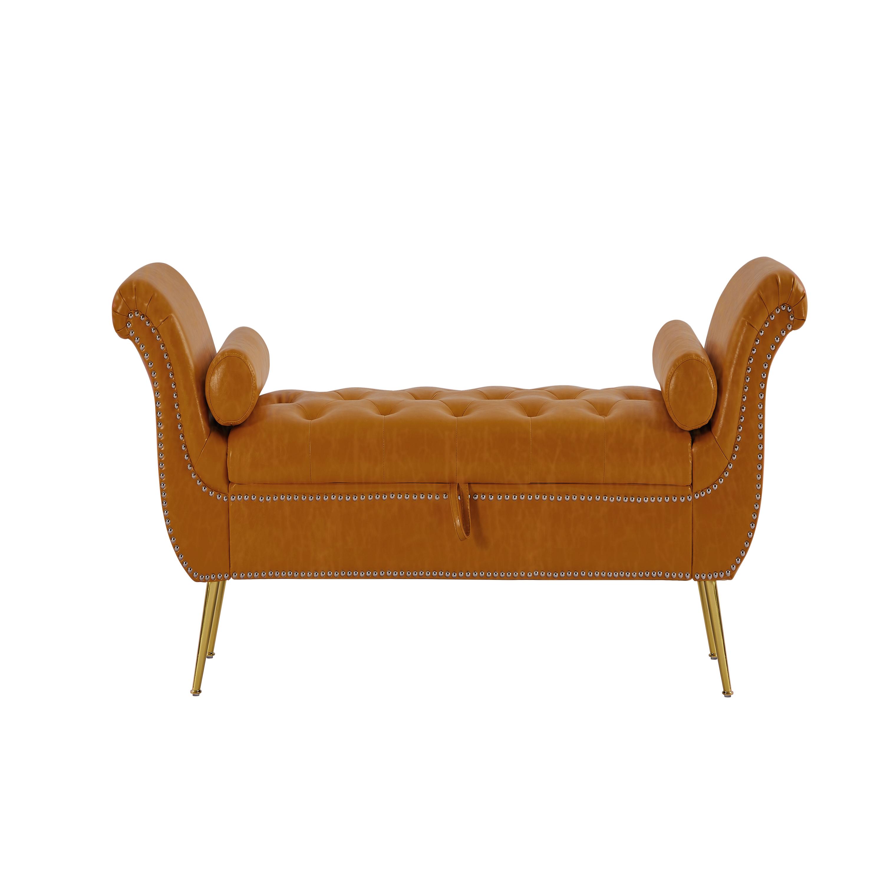 L8118 PU leather sofa stool-yellow brown