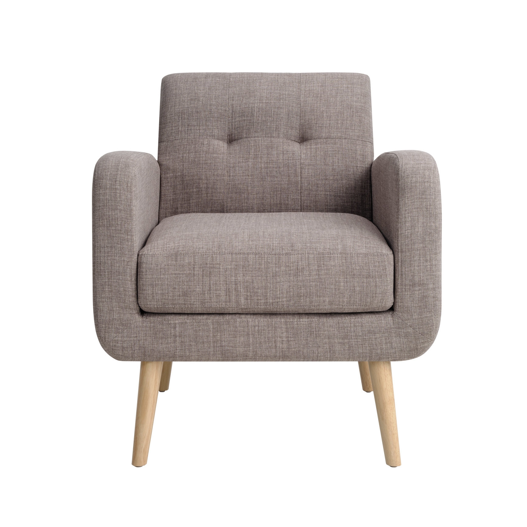 Mid-Century Modern Fabric Accent Armchair Single Sofa with Rubber Wood Legs for Living Room