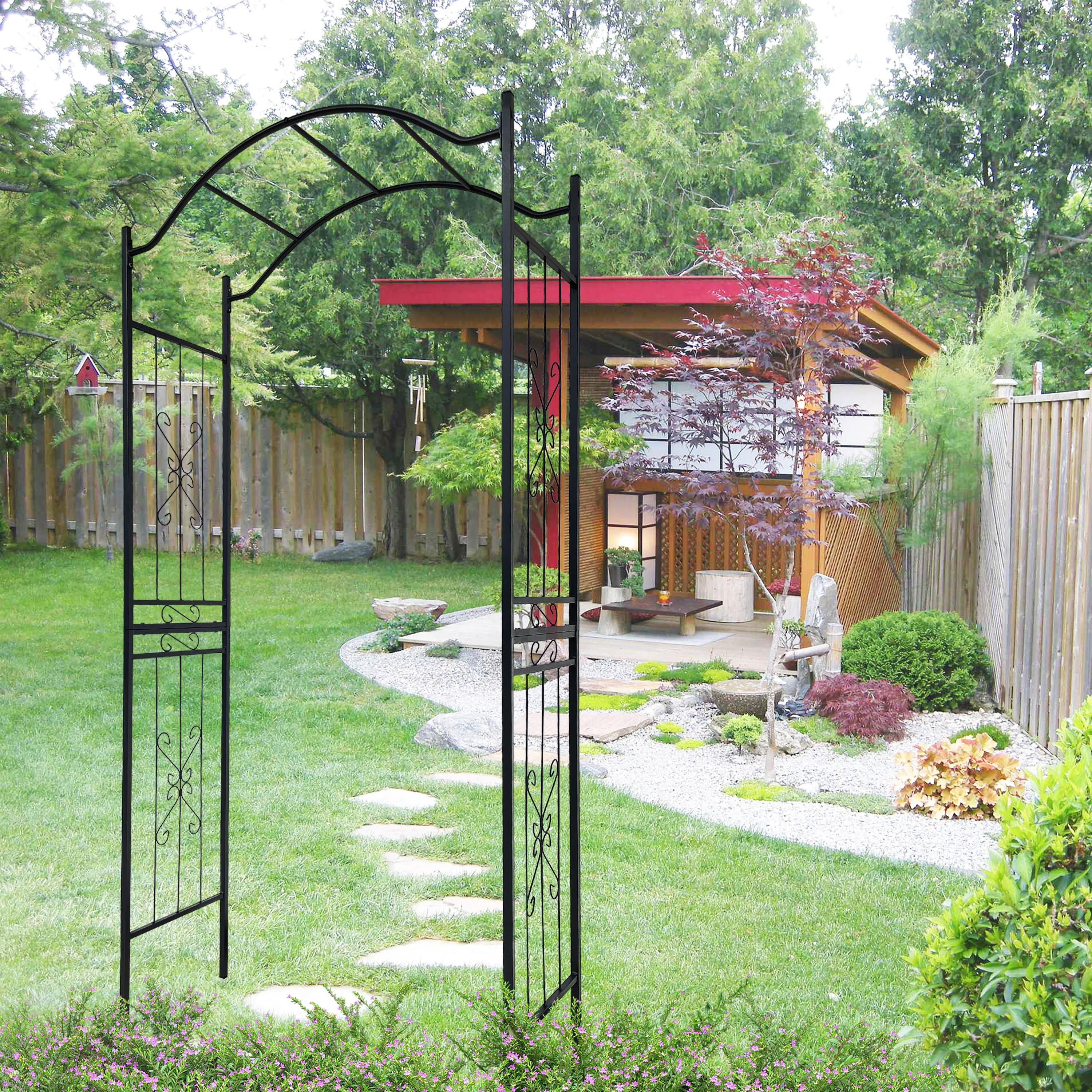 Metal Garden Arch Garden Arbor Trellis Climbing Plants Support Arch Outdoor Arch Wedding Arch Party Events Archway Black