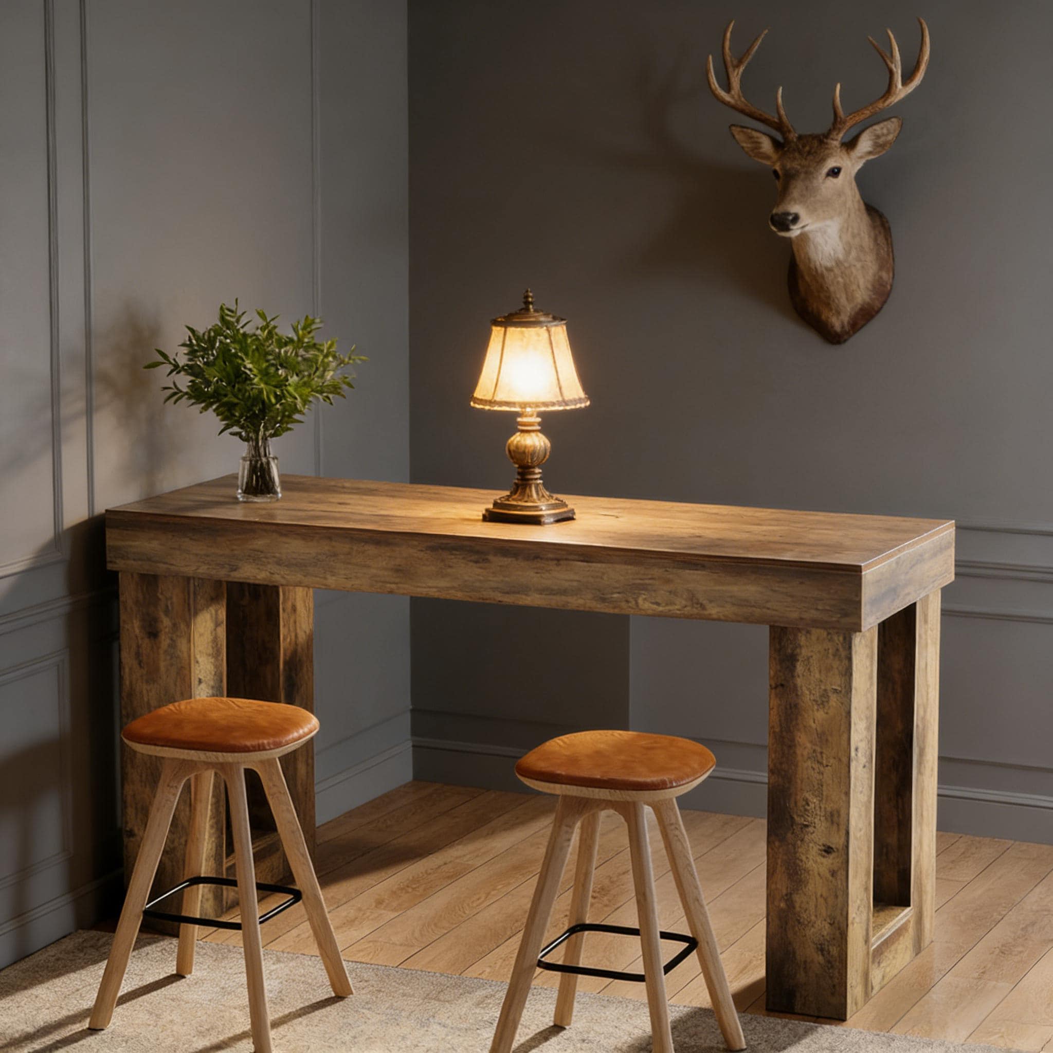 Bar Table, Counter Height Pub Table with Sturdy Rectangular Base
