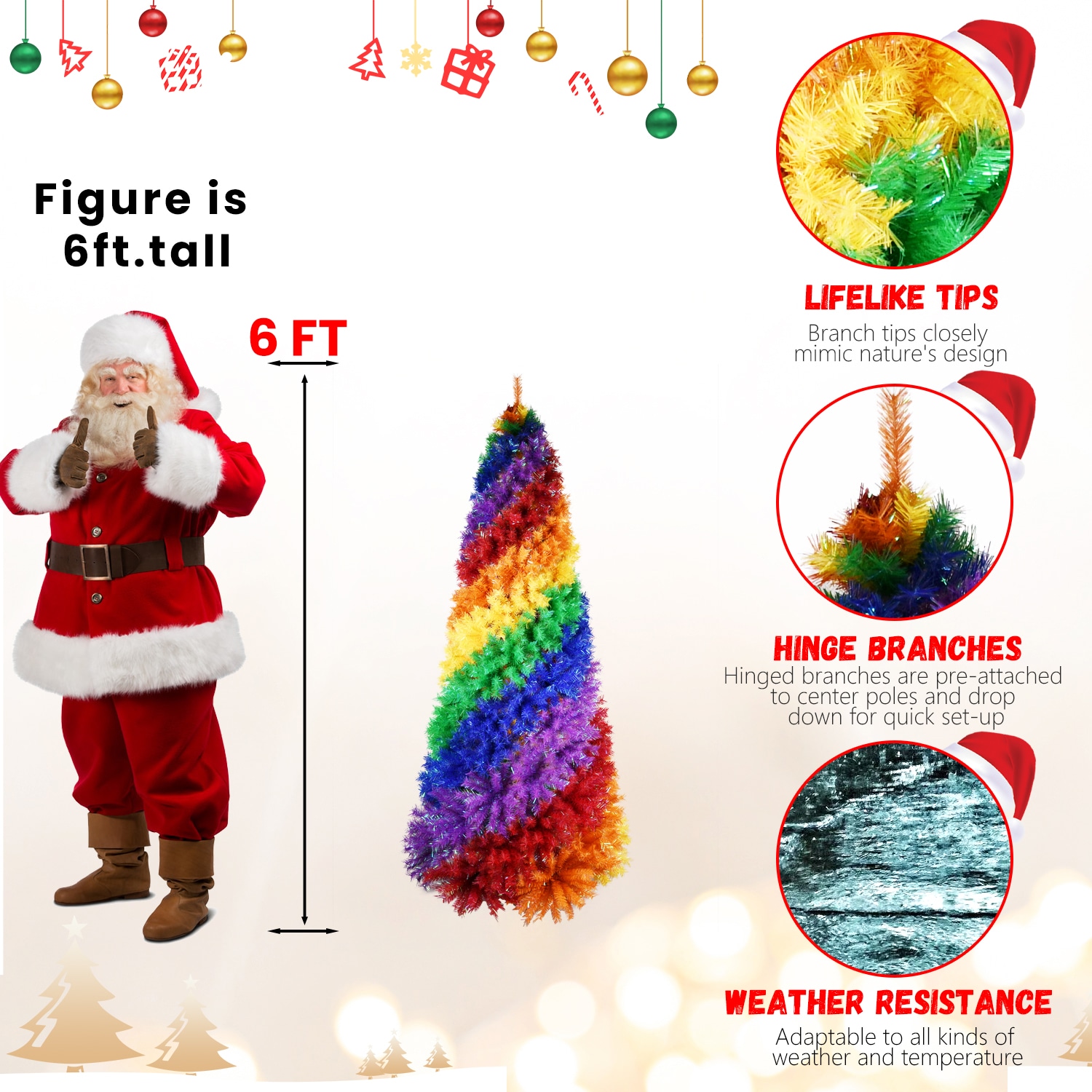 6ft PVC Rainbow Spiral Tree