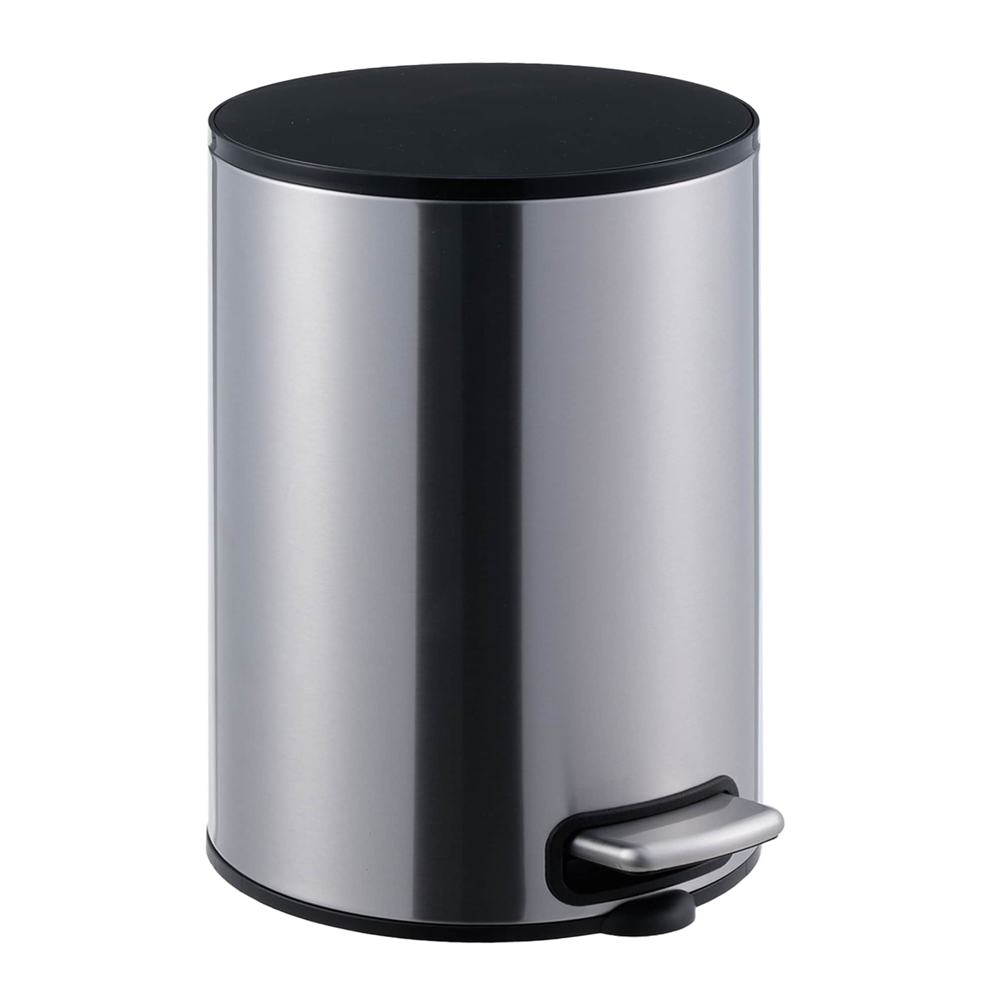 5L/1.32 Gallon Round Step Trash Can, Small Stainless Steel Bathroom Garbage Can with Foot Pedal and Removable Inner Bucket for Bathroom, Bedroom, Offi