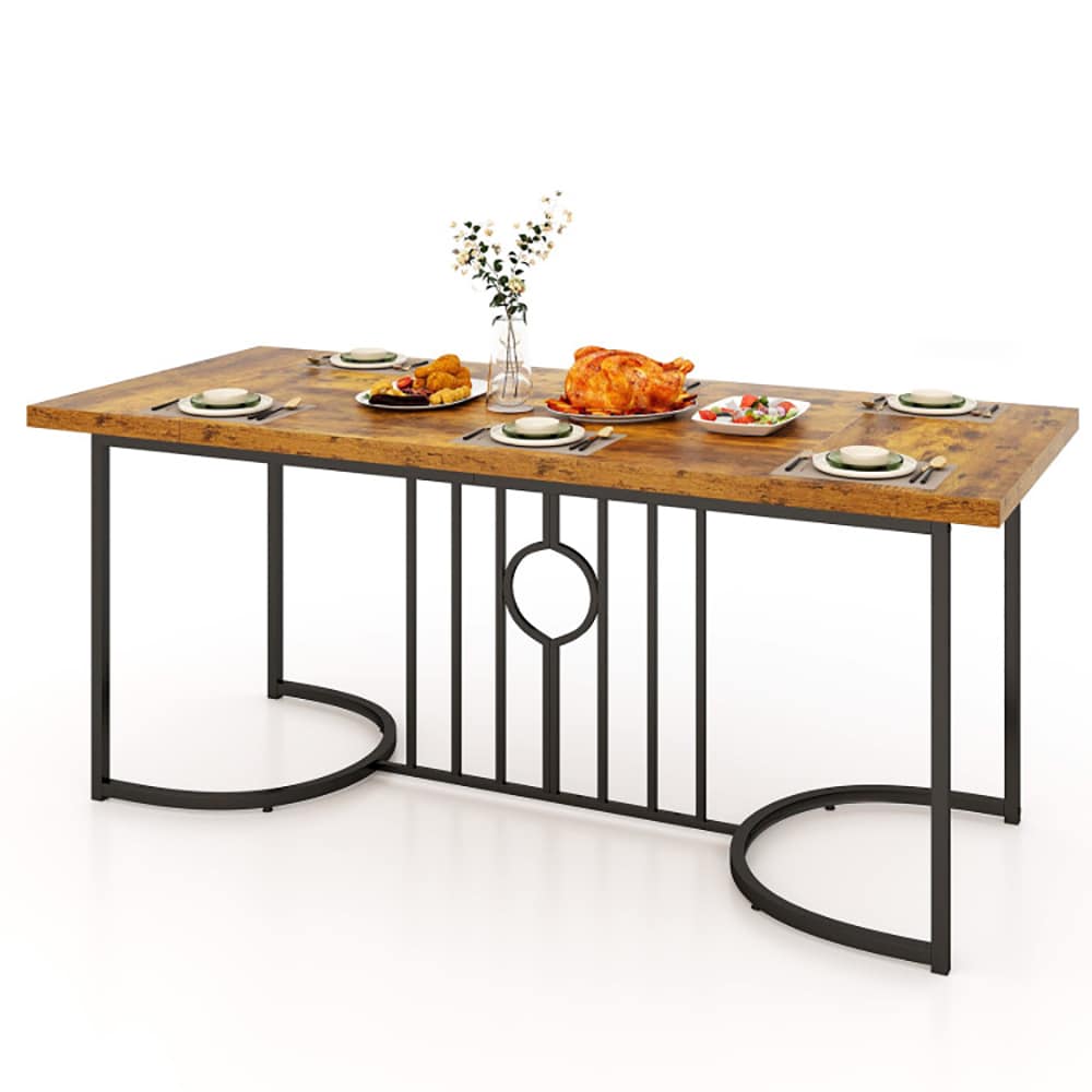 71 Inch Large Dining Table for 6-8 People Rectangular Wood Kitchen Table