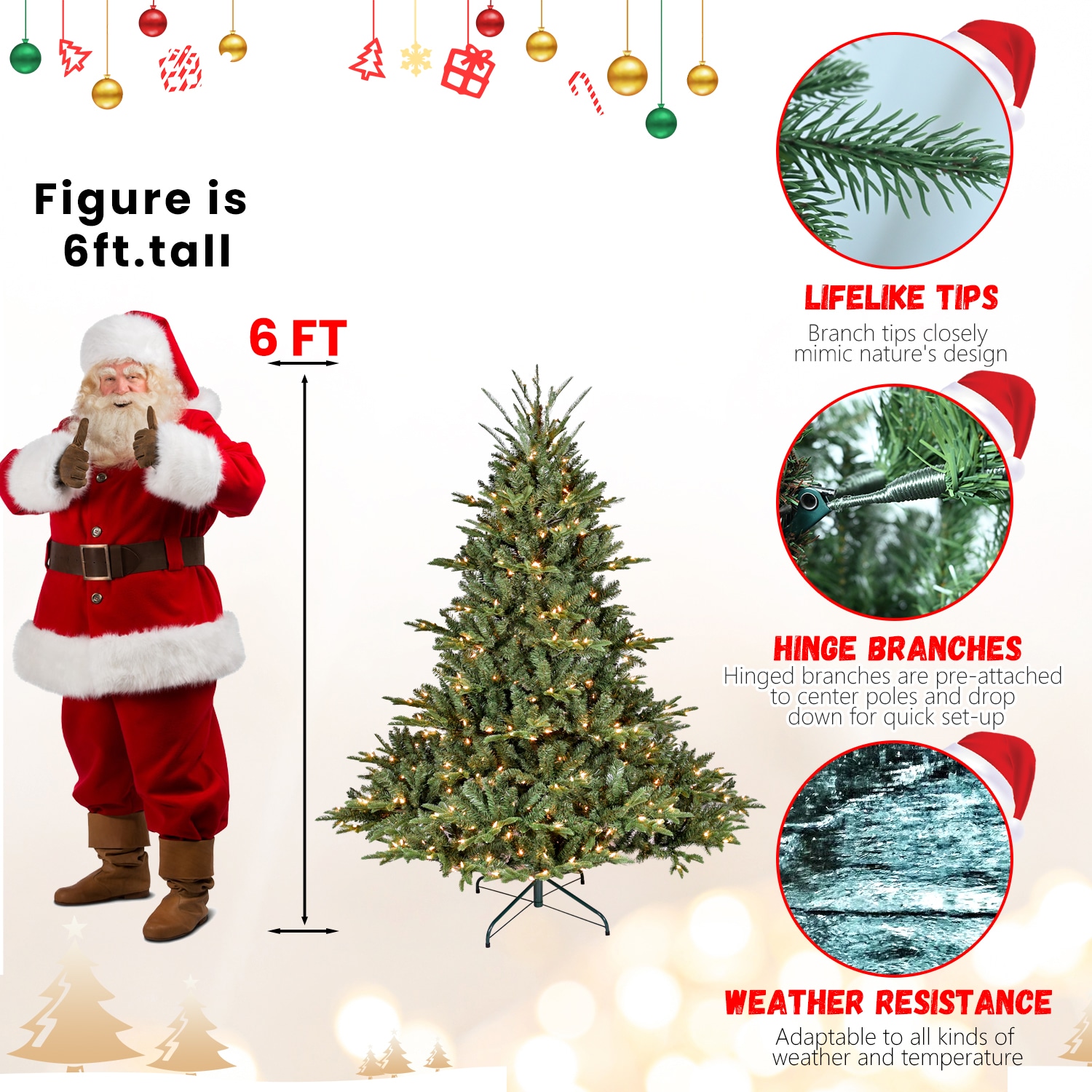 6ft PE/PVC mixed tree （memory wire+iron wire）