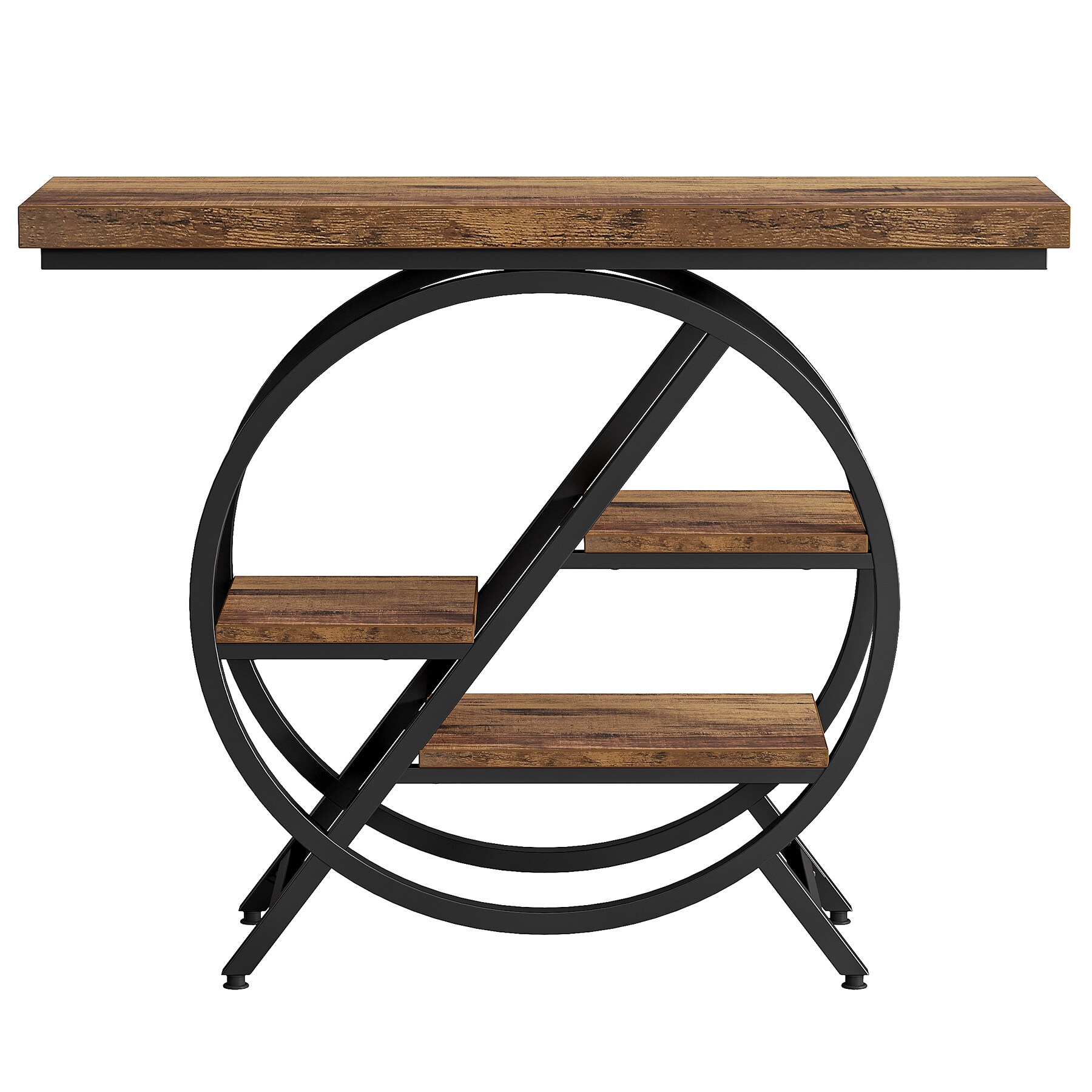 Console Table, Entryway Table with Geometric Metal Frame