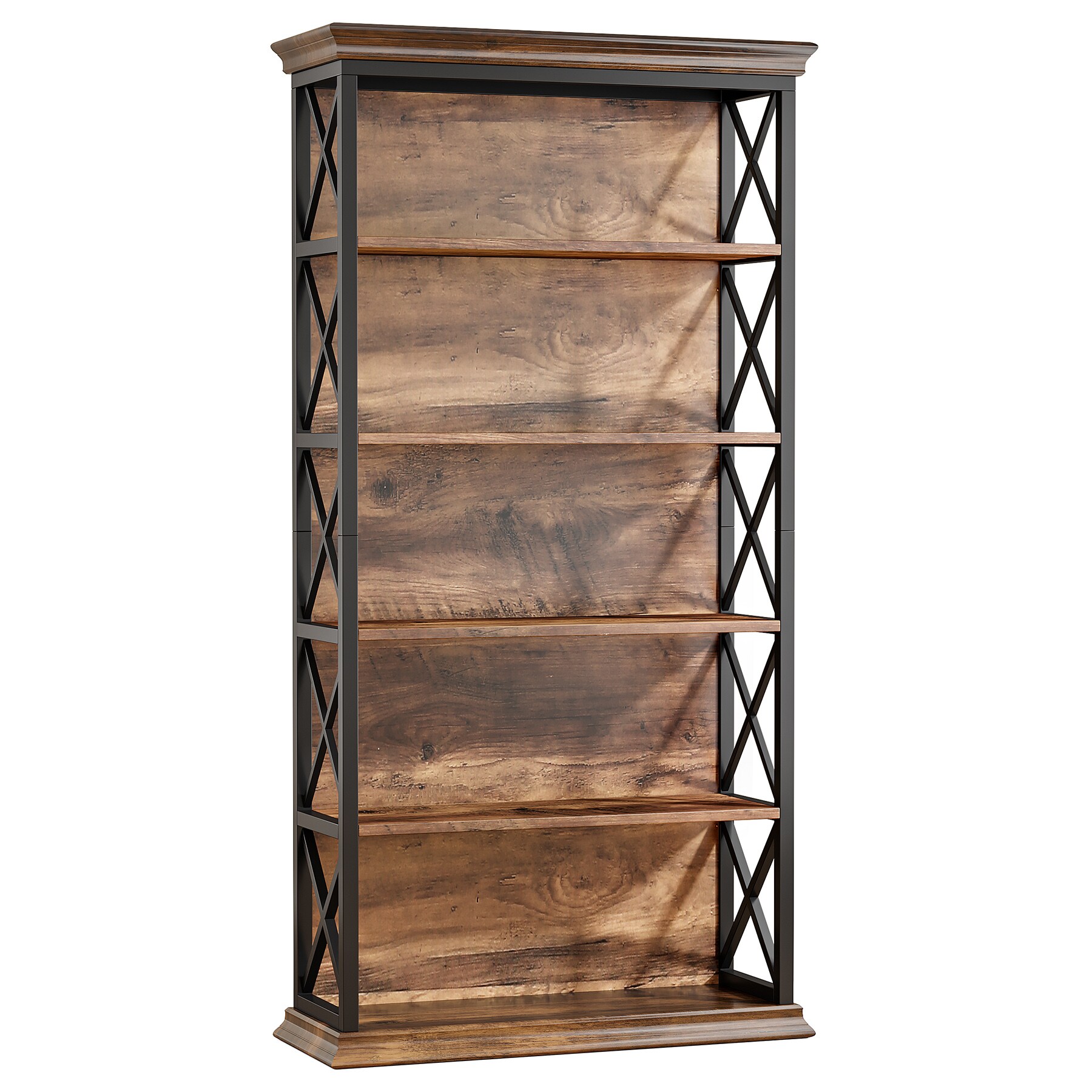 Bookshelf, BEtagere Metal and Wooden Bookcase for Home Office