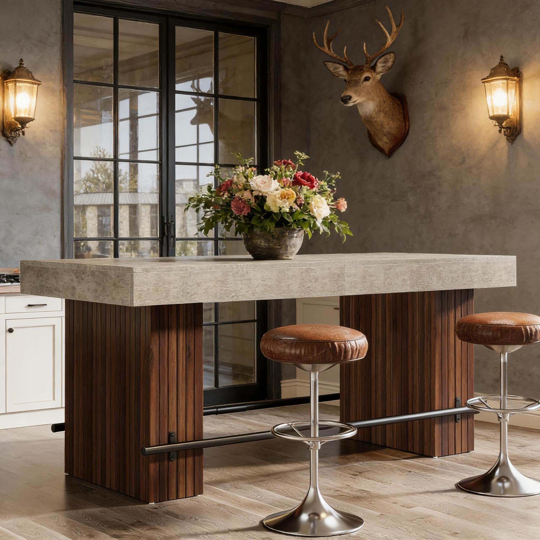 Bar Table, Industrial Counter Height Pub Dining Table