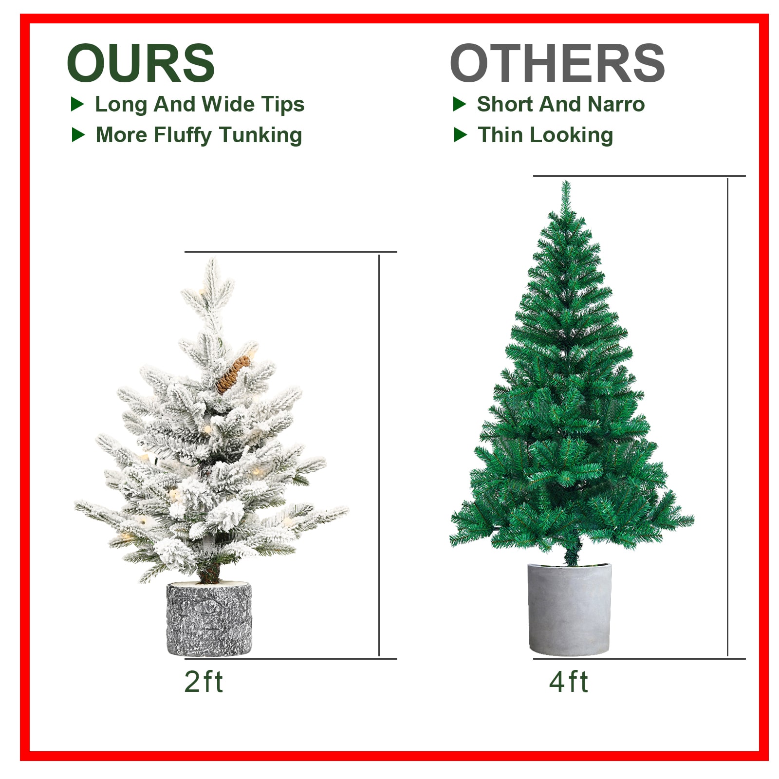 2ft PE/PVC decorated flocking basin tree Pine cone *3