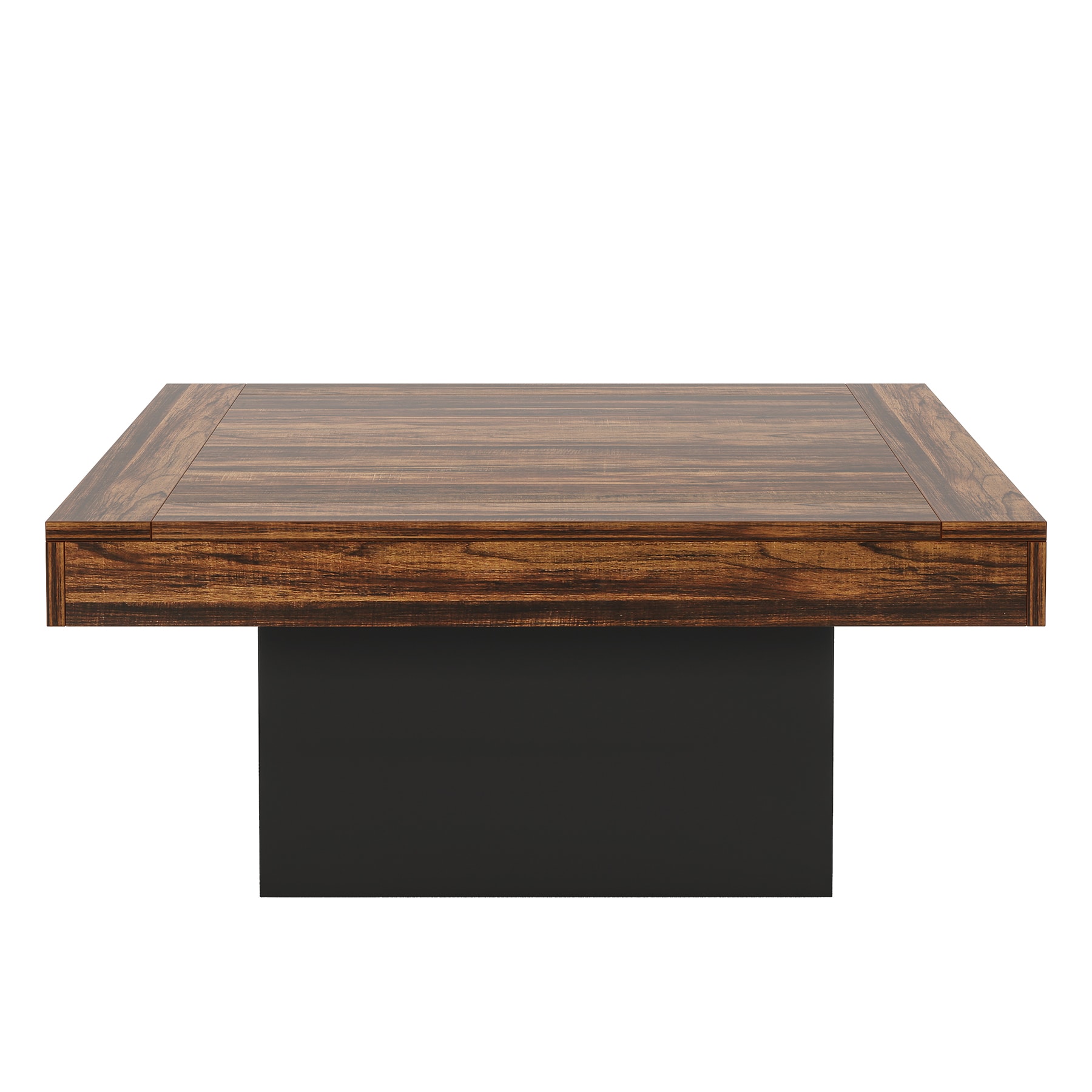Square Coffee Table, Farmhouse Wood Cocktail Table with LED Light