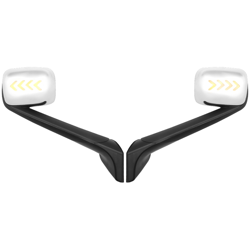 Pair Chrome Hood Mirrors Fit for New Freightliner Cascadia 2018+, Hood Mirrors With Heater With Turn Signal Light, Left Driver & Right Passenger Side