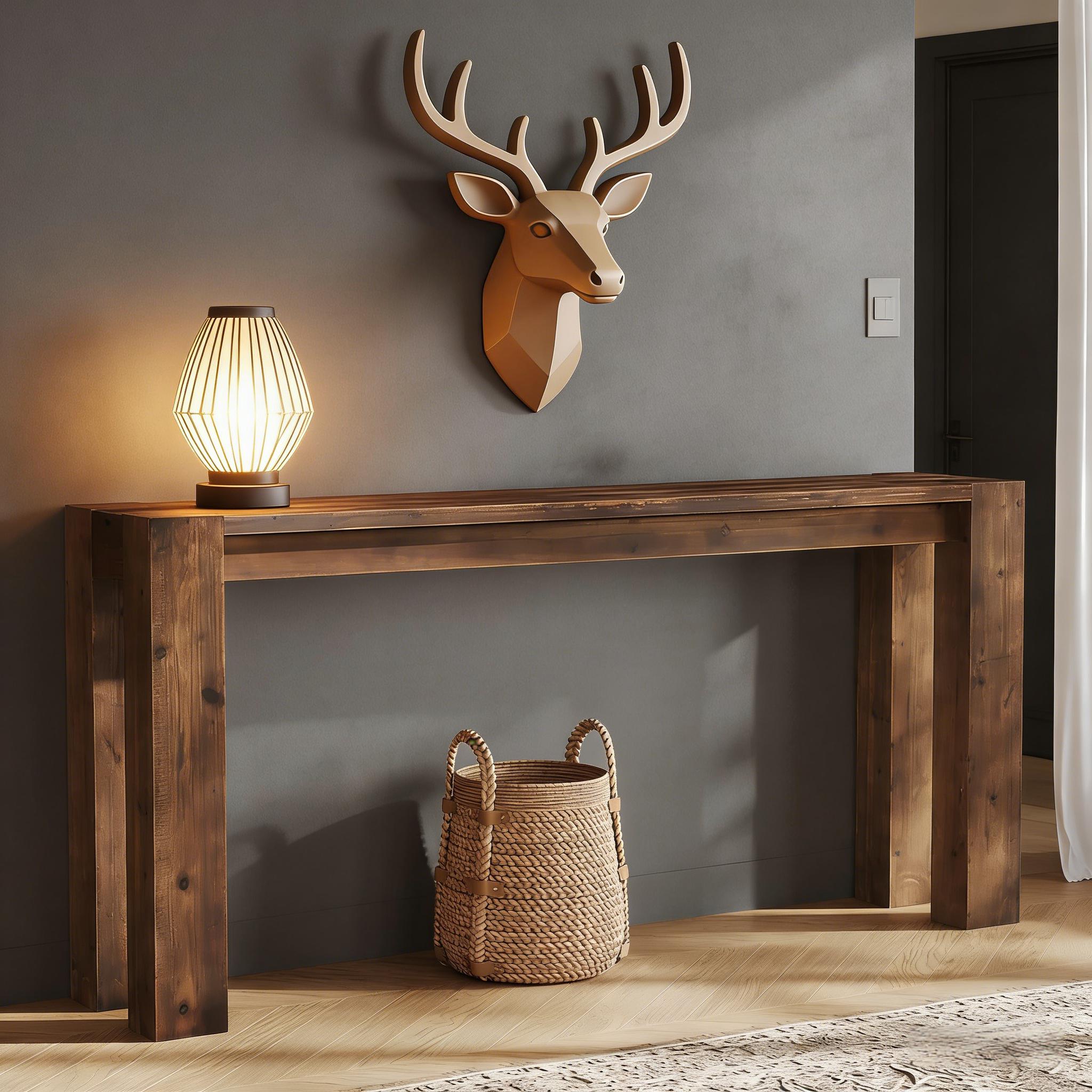 Console Table, Solid Wood Long Sofa Table for Entryway