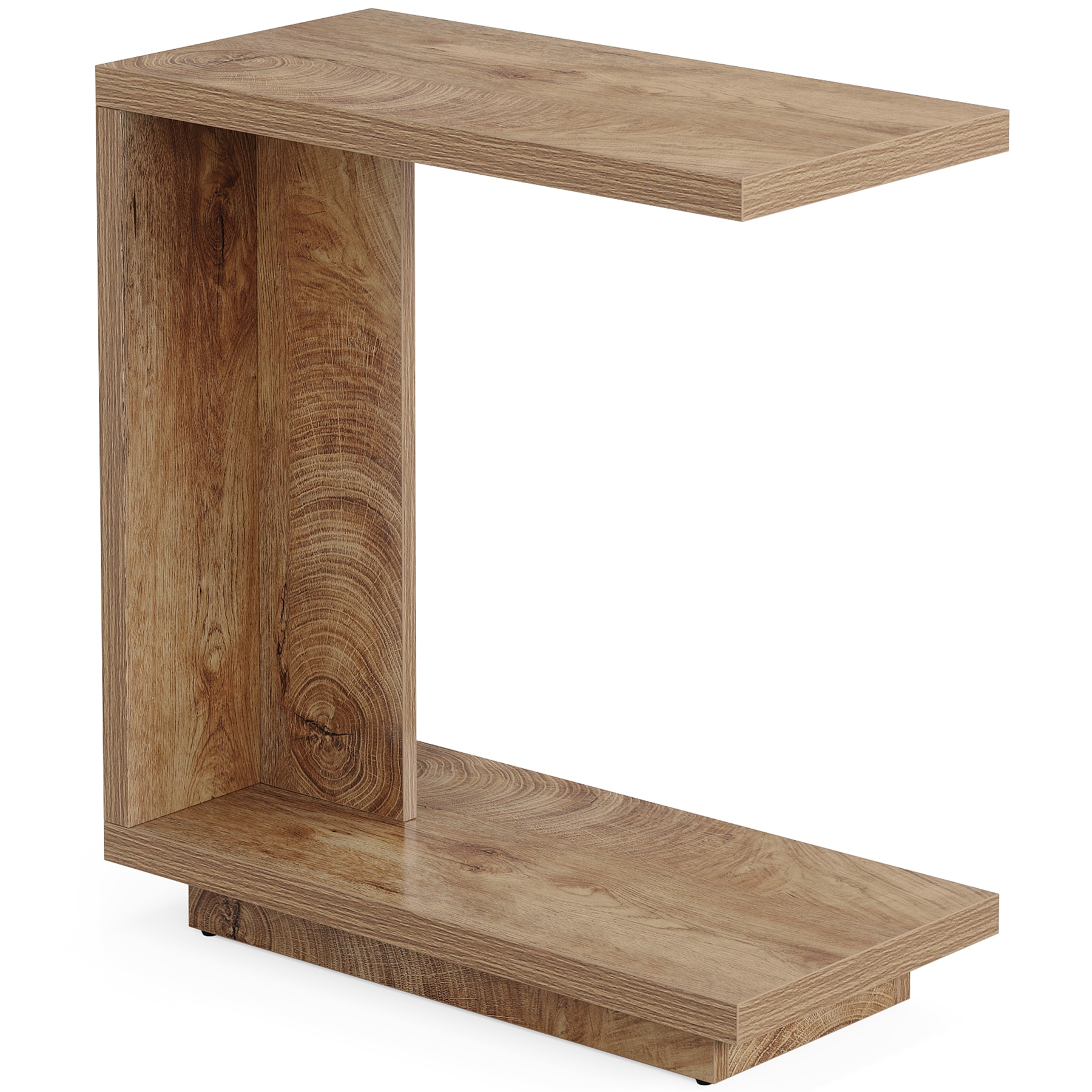 C-Shaped End Table, Wood Side Table Nightstand Bedside Table