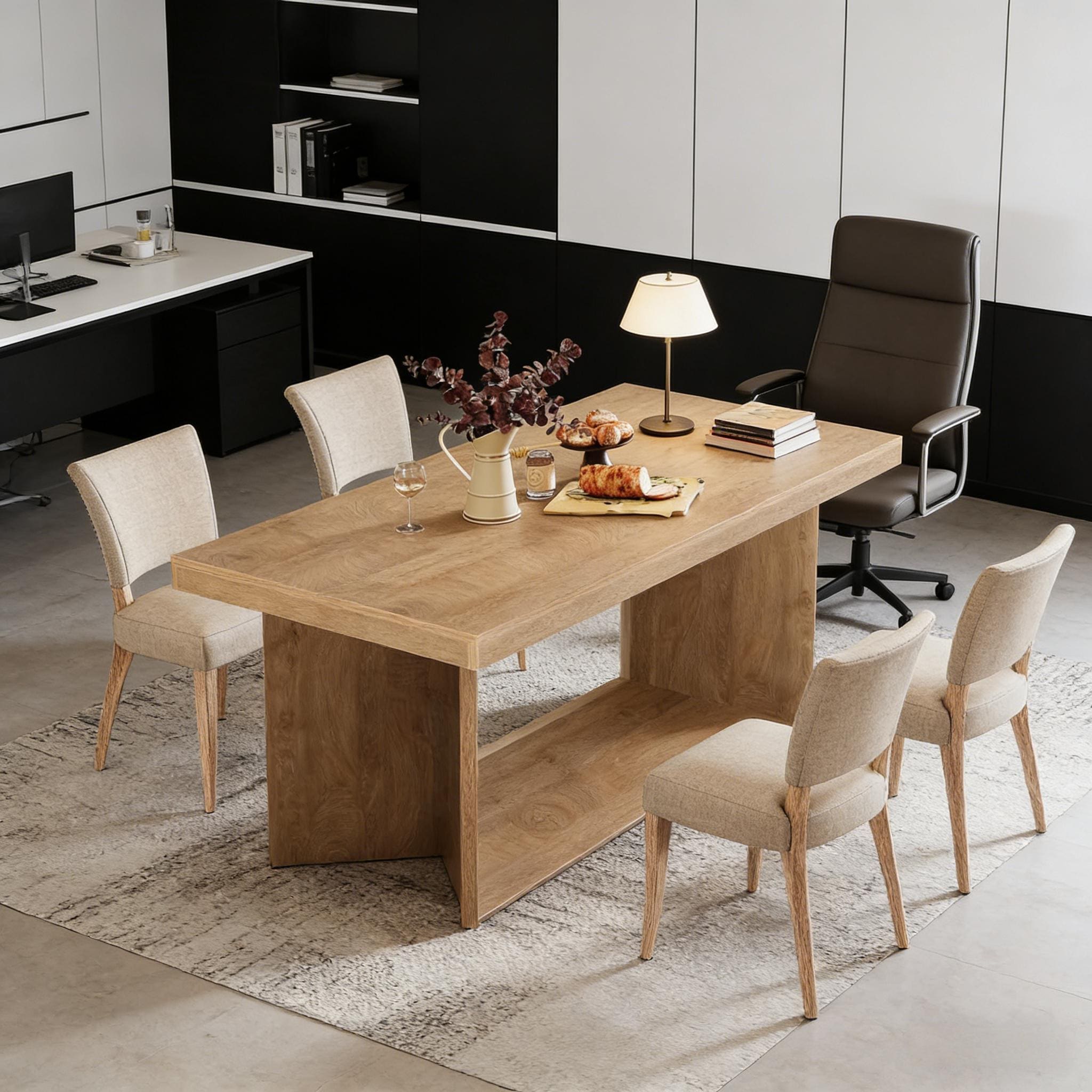 Dining Table, Farmhouse Kitchen Table with Heavy Duty Pedestal for 4-6