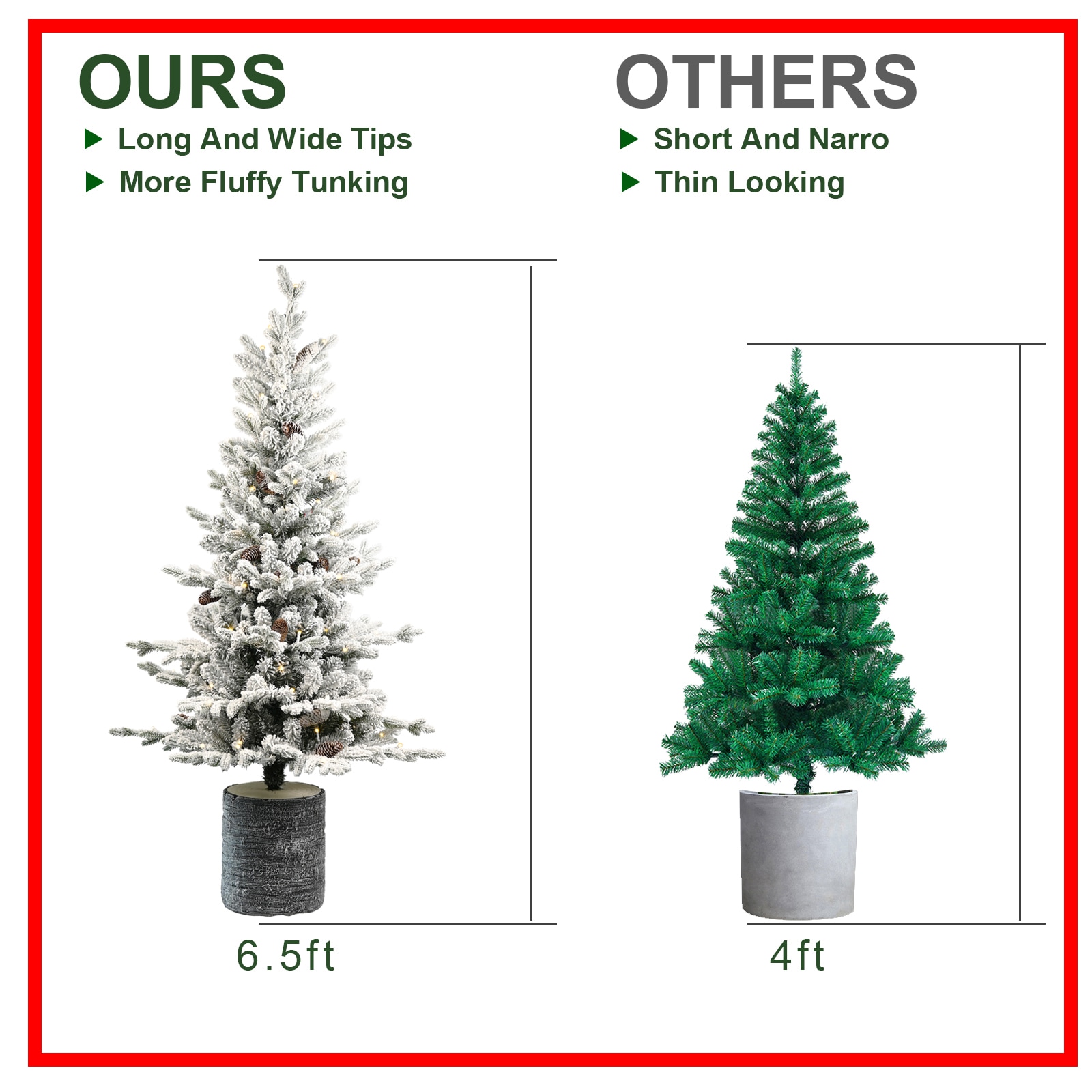 6.5ft PE/PVC decorated flocking basin tree Pine cone *31