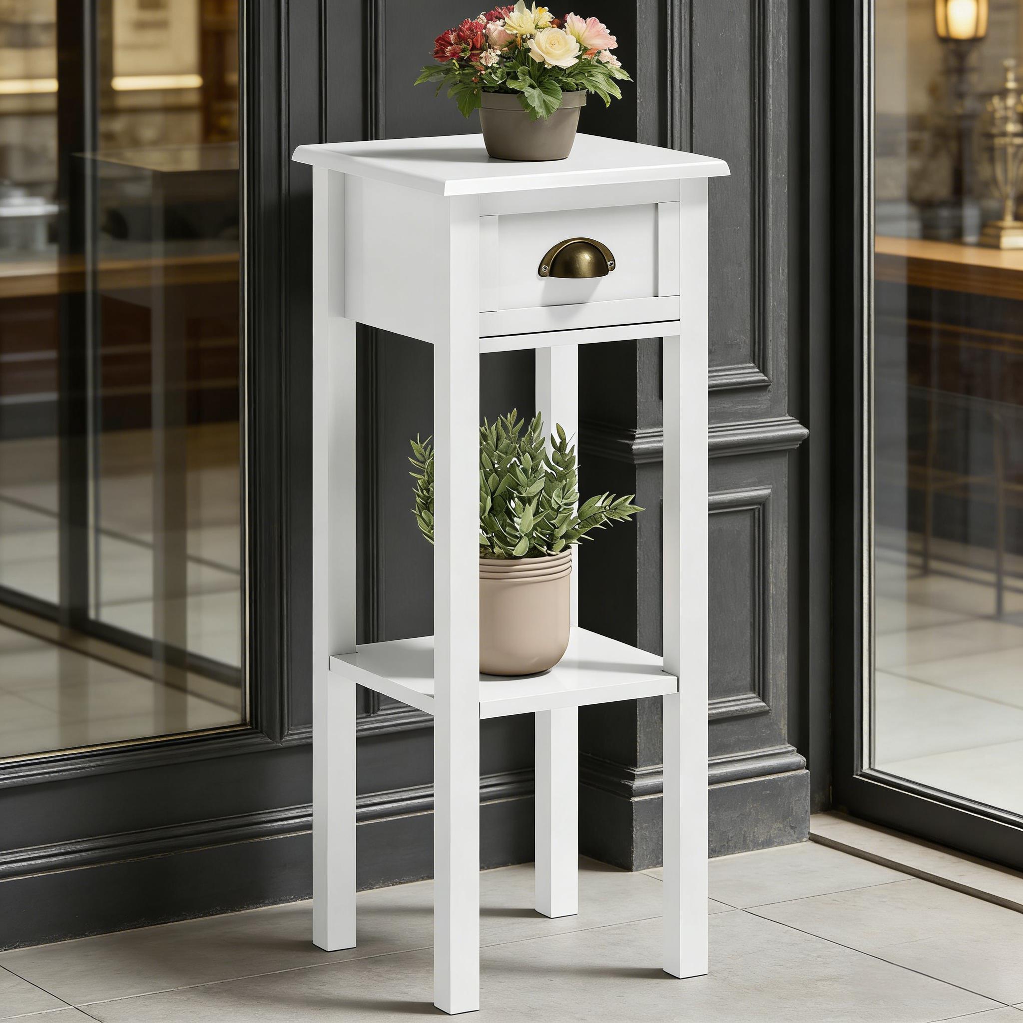 2-Tier Side Table with Drawer Shelf, End Table