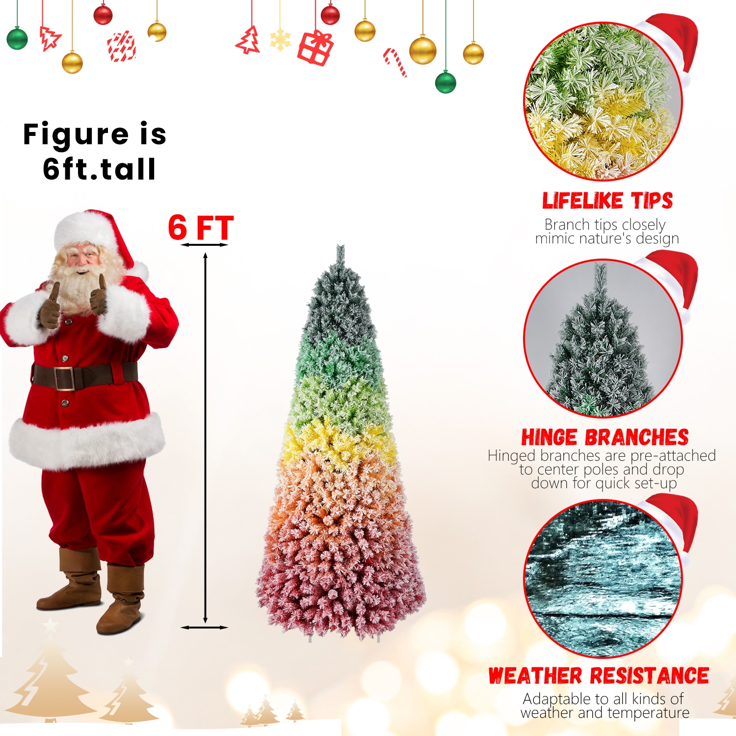 6ft PVC Rainbow flocking Tree