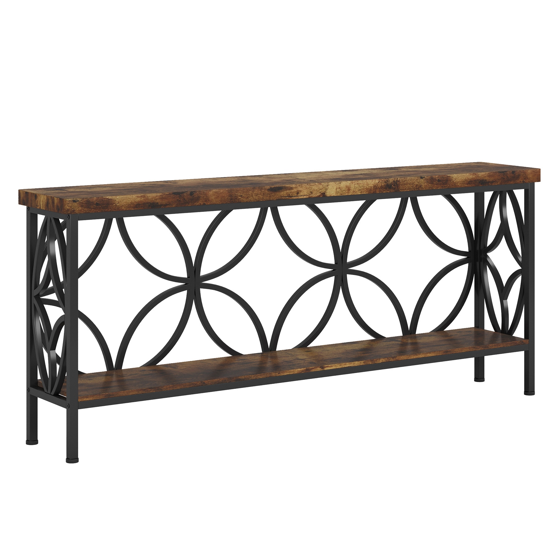 2-Tier Console Table, Industrial Sofa Table Behind Couch