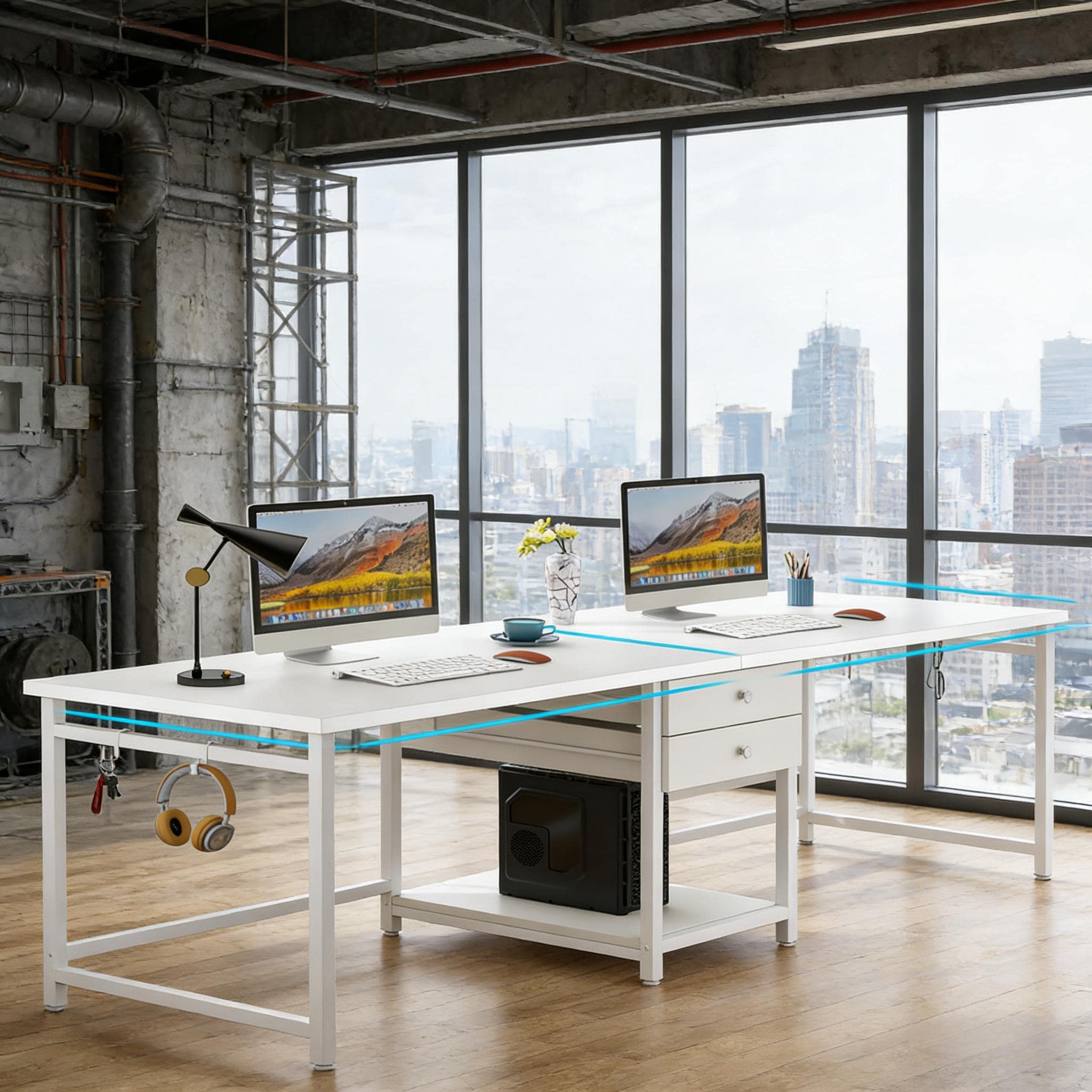 Industrial Two Person Desk, 78