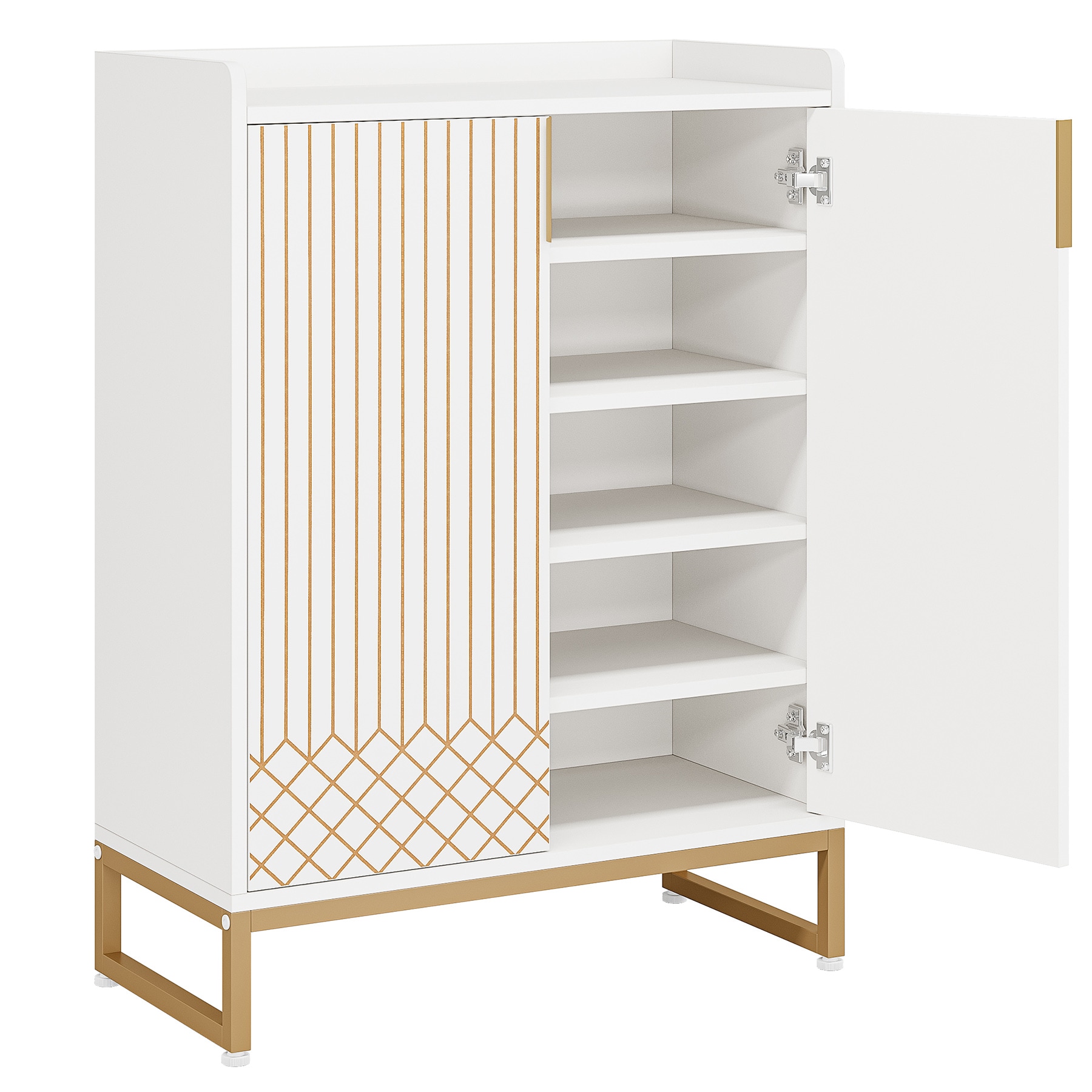 Modern Shoe Cabinet with Doors, 5-Tier Modern Shoe Rack Organizer