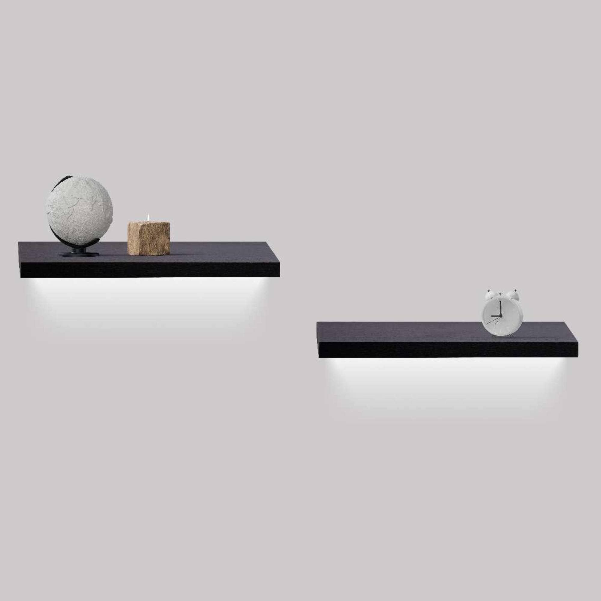 2-Piece Floating Wall Shelves w/LED Light, 18.11