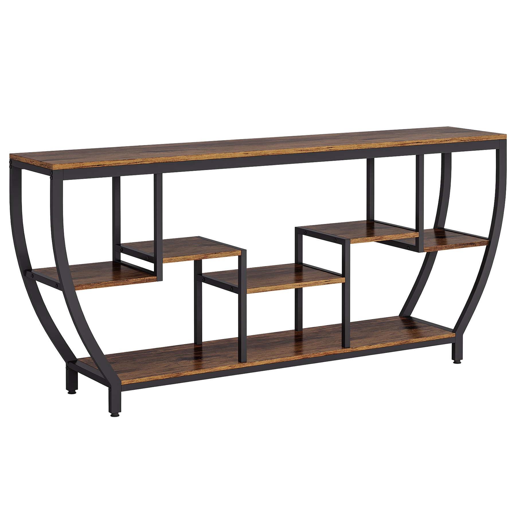 Industrial Console Table, Entryway Sofa Table with Shelves
