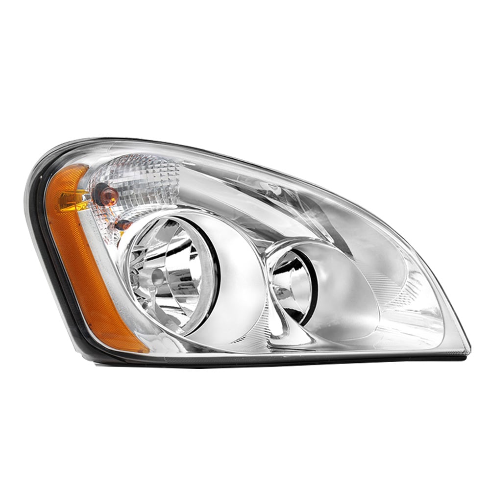 Headlights Assembly Fit For 2008-2016 Freightliner Cascadia, Chrome Housing And Amber Reflector Headlamps, Right/Passenger Side, Including Halogen bul
