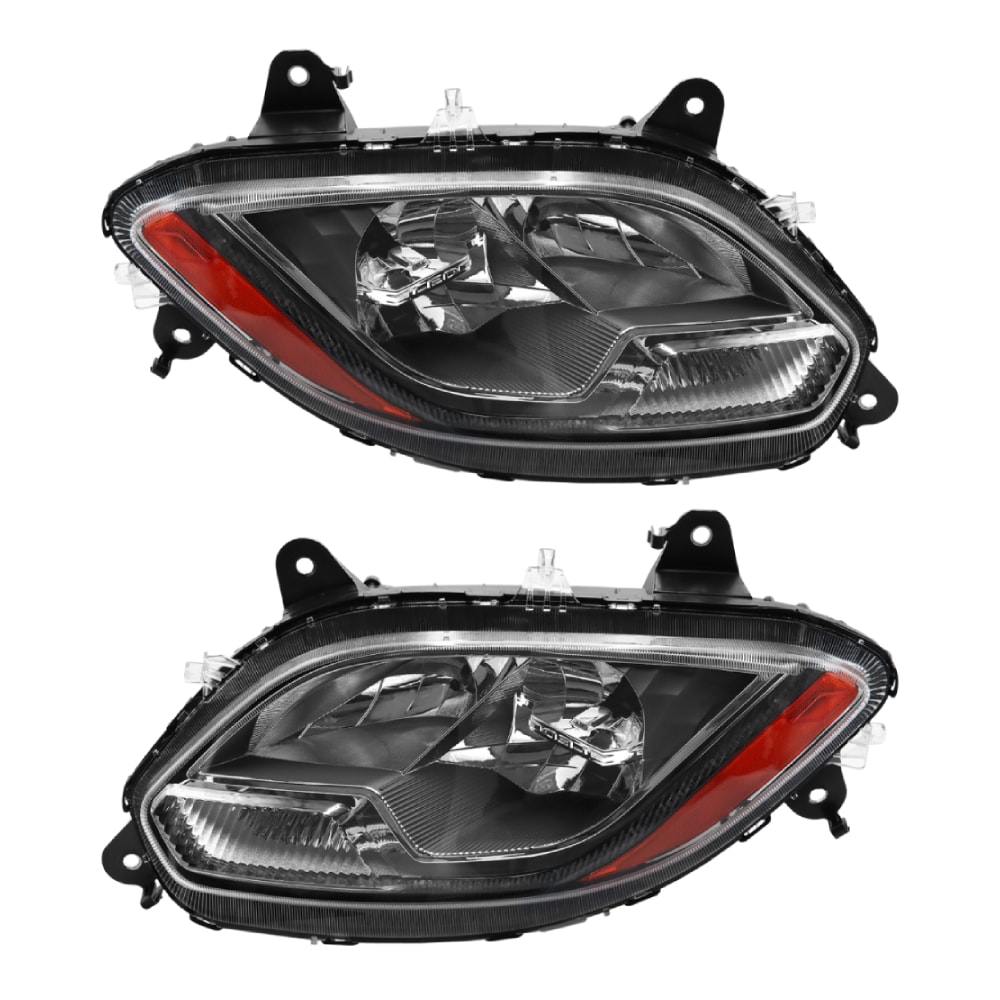 Headlights Assembly Compatible With 2018-2023 International LT625, Pair Left/Driver Side and Right/Passenger Right Side, LED Low Beam, Halogen High Be