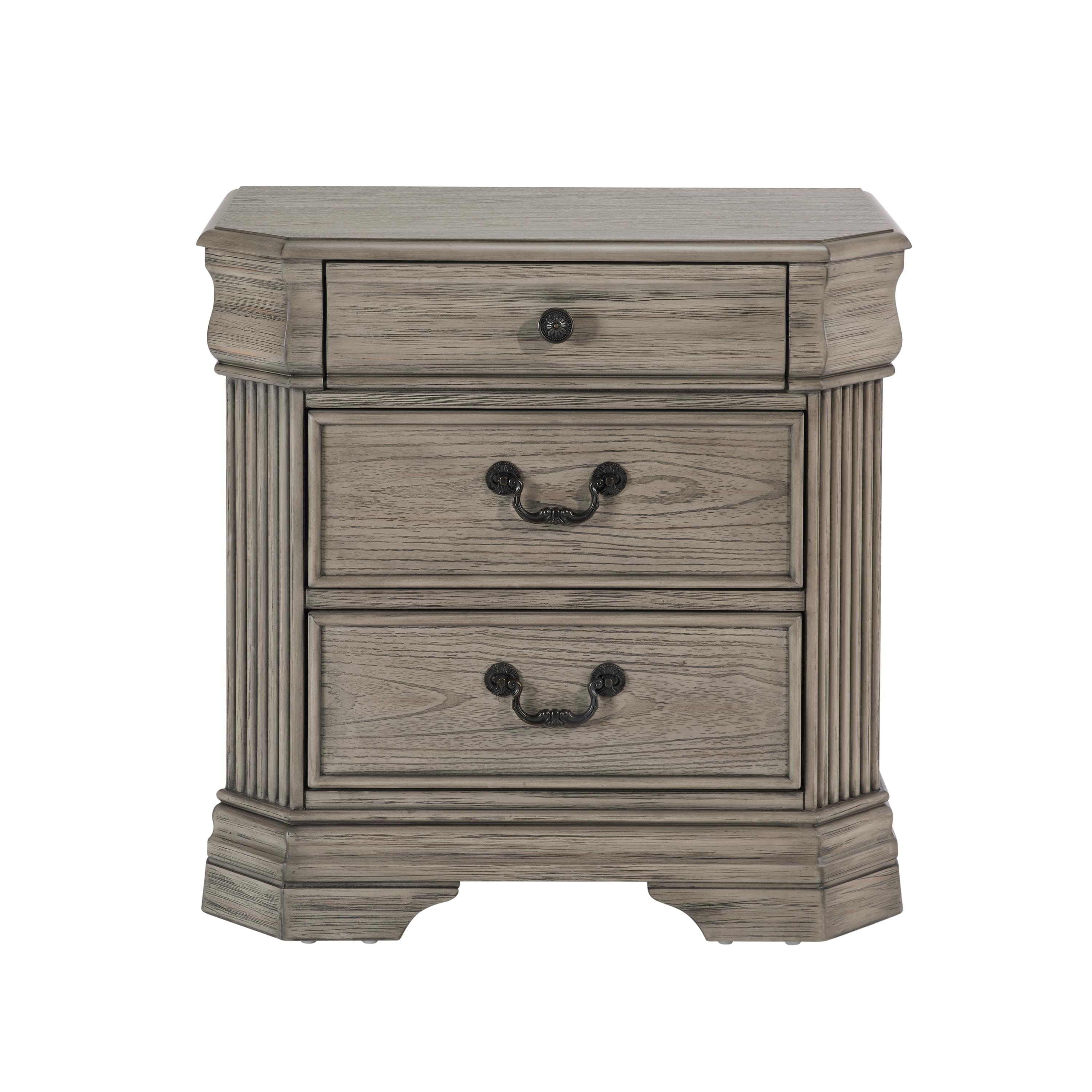 Wood Night Stand, Gray Carbinet