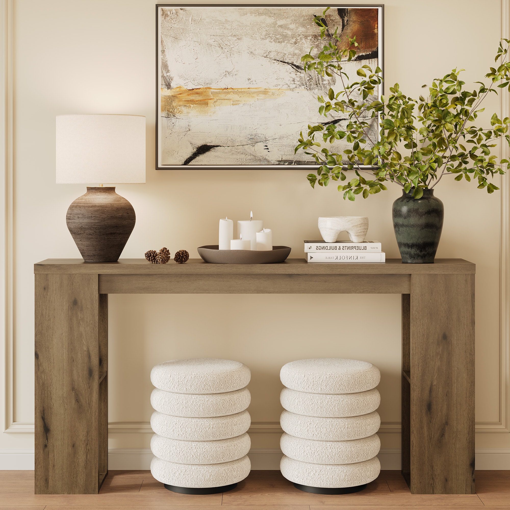 63'' Long Console Table, Farmhouse Entryway Table with Storage, Narrow Sofa Table Behind the Coach, Wooden Rectangular Sofa Table for Living Room, Ent