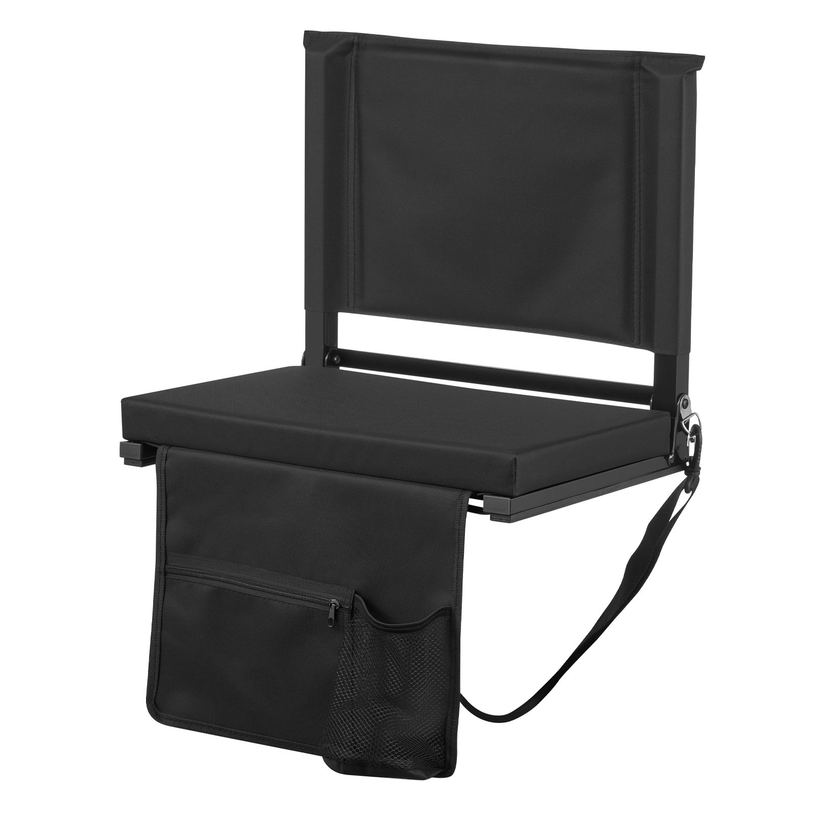Stadium Seat, Folding Bleacher Chair with Back Support and Thick Cushion, Padded Stadium Seat for Bleacher Includes Shoulder Strap, Hooks, Cup Holder,
