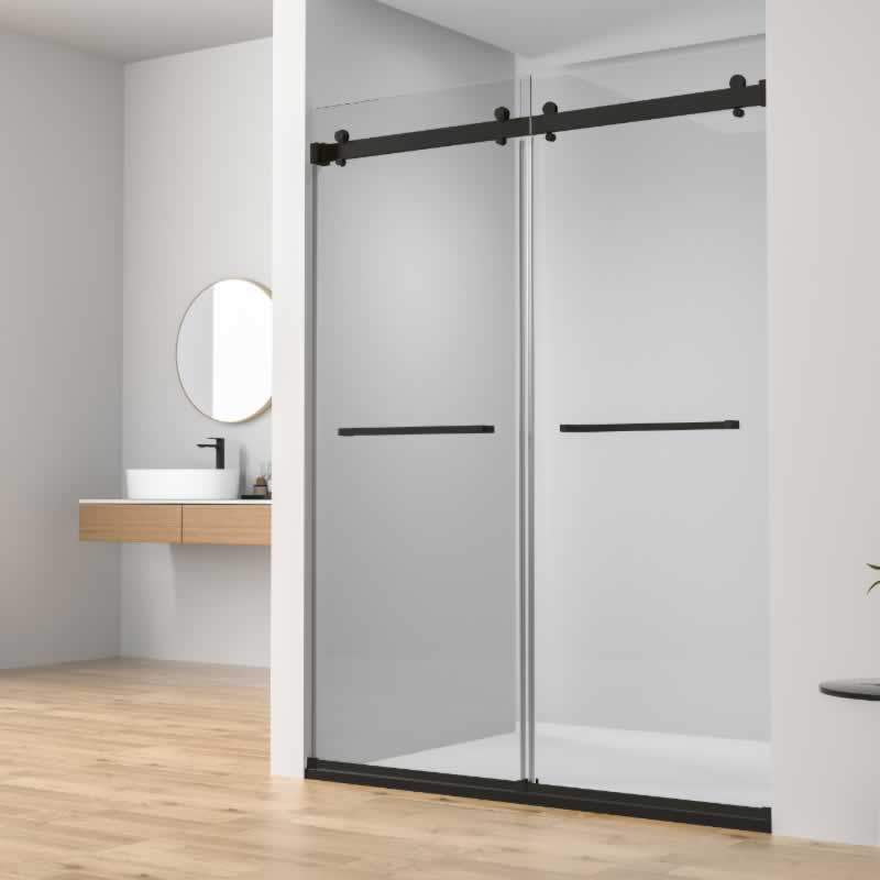 Adjustable Frameless Double Sliding Shower Door, Width: 44