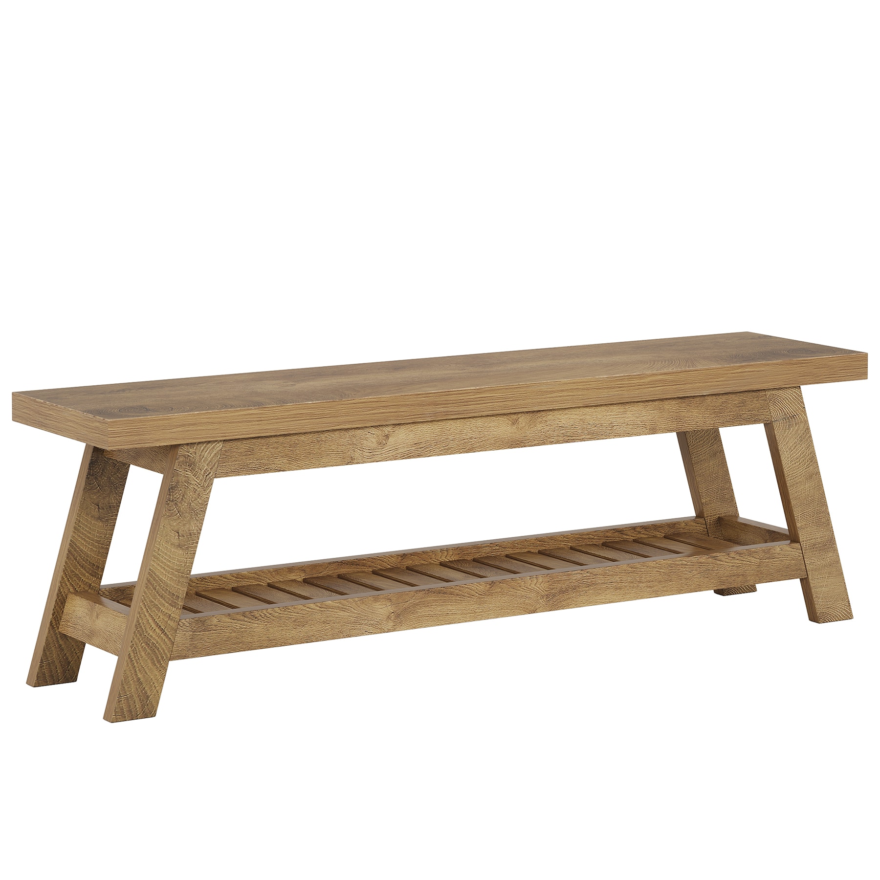Entryway Bench, 2-Tier Foyer Seating Bench with Shoe Storage