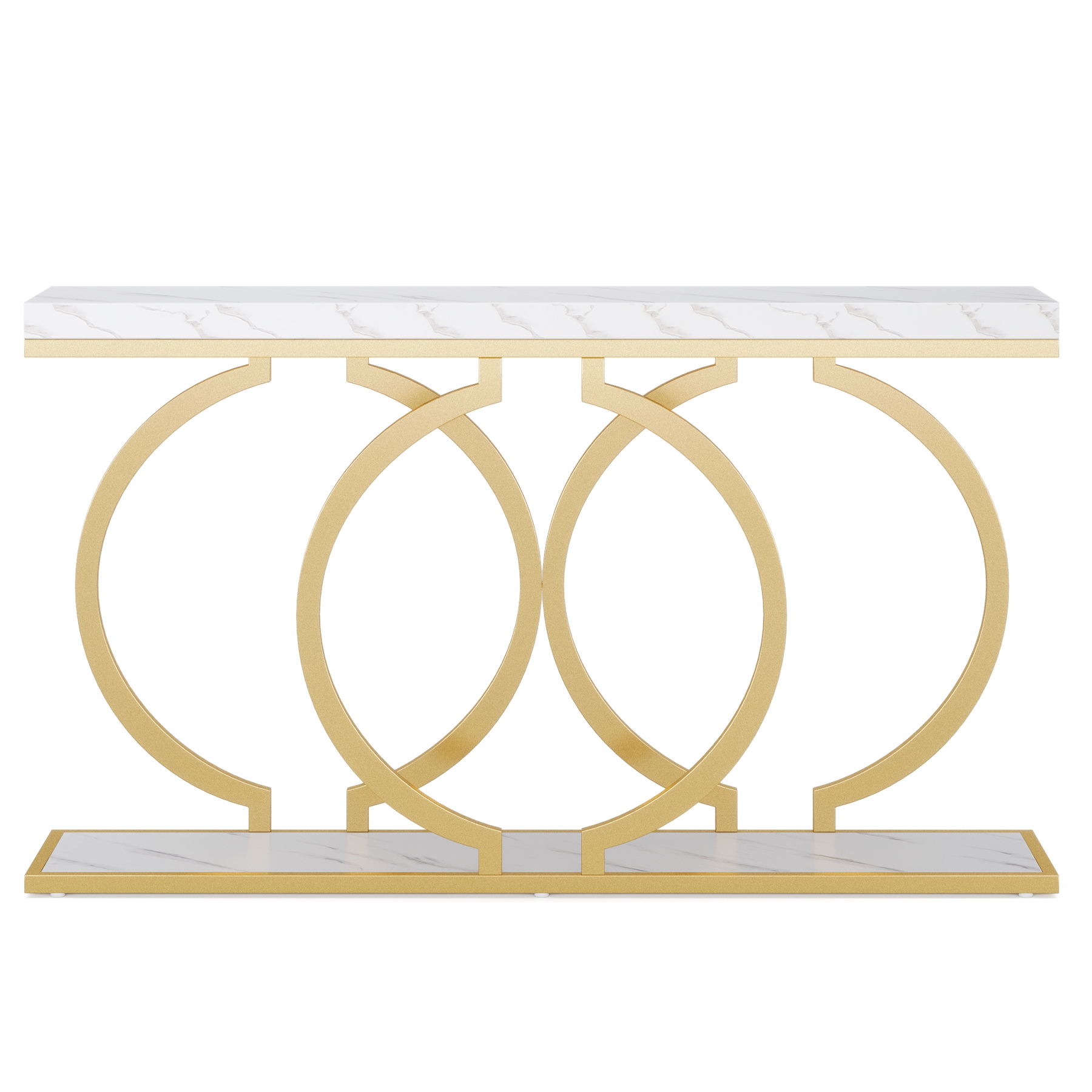 Console Table, Narrow Entryway Sofa Table with Geometric Metal Frame