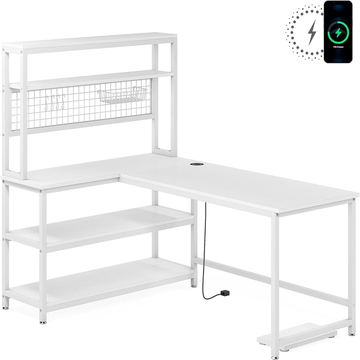 L-Shaped Desk ,Office Desk,Study Writing Table,white